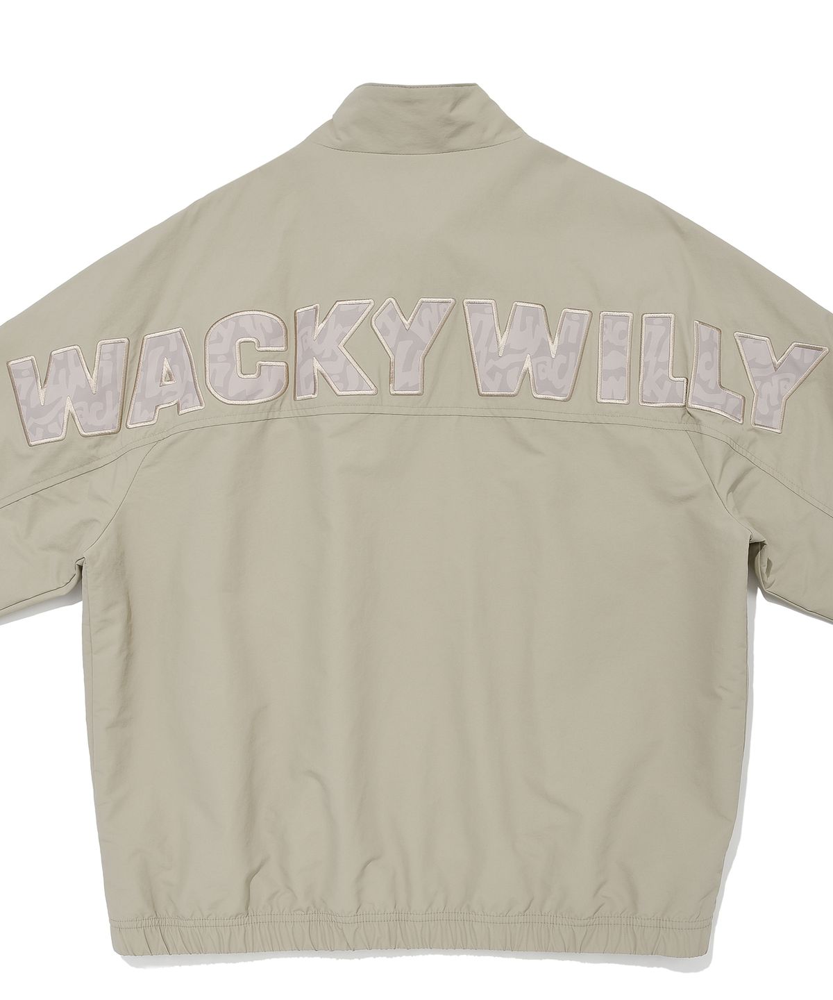 와키윌리(WACKY WILLY) 백 레터링 하이넥 풀집업 베이지