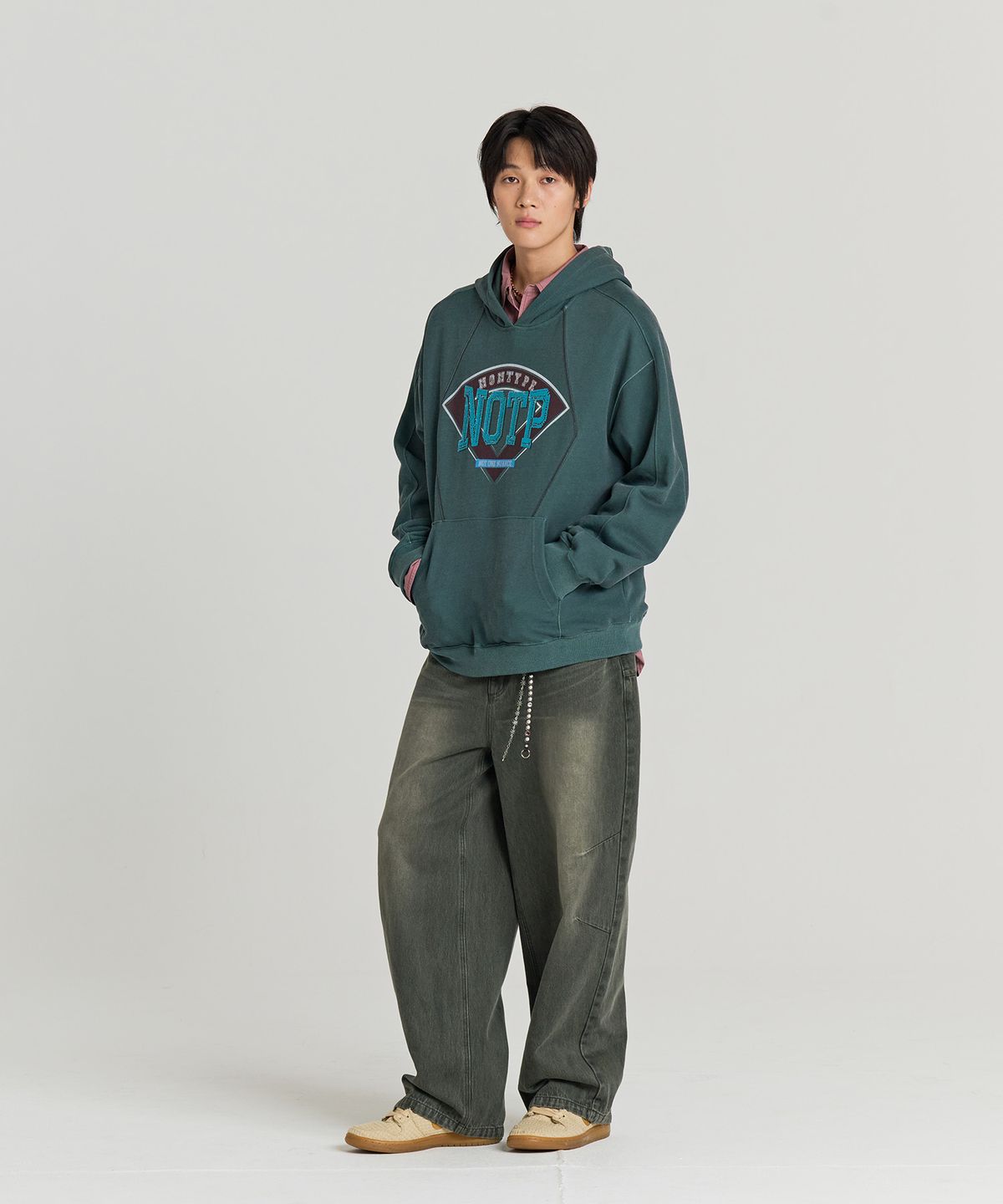 논타입(NONTYPE) DOUBLE EXO DART DENIM PANTS (WASHED KHAKI)