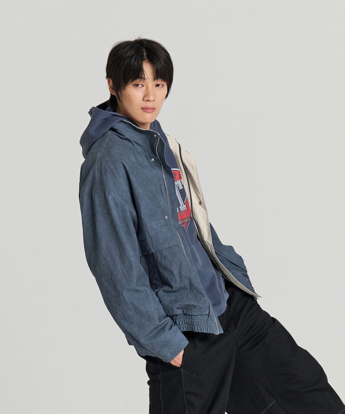 논타입(NONTYPE) VTG HIGH BLOUSON (WASHED NAVY)