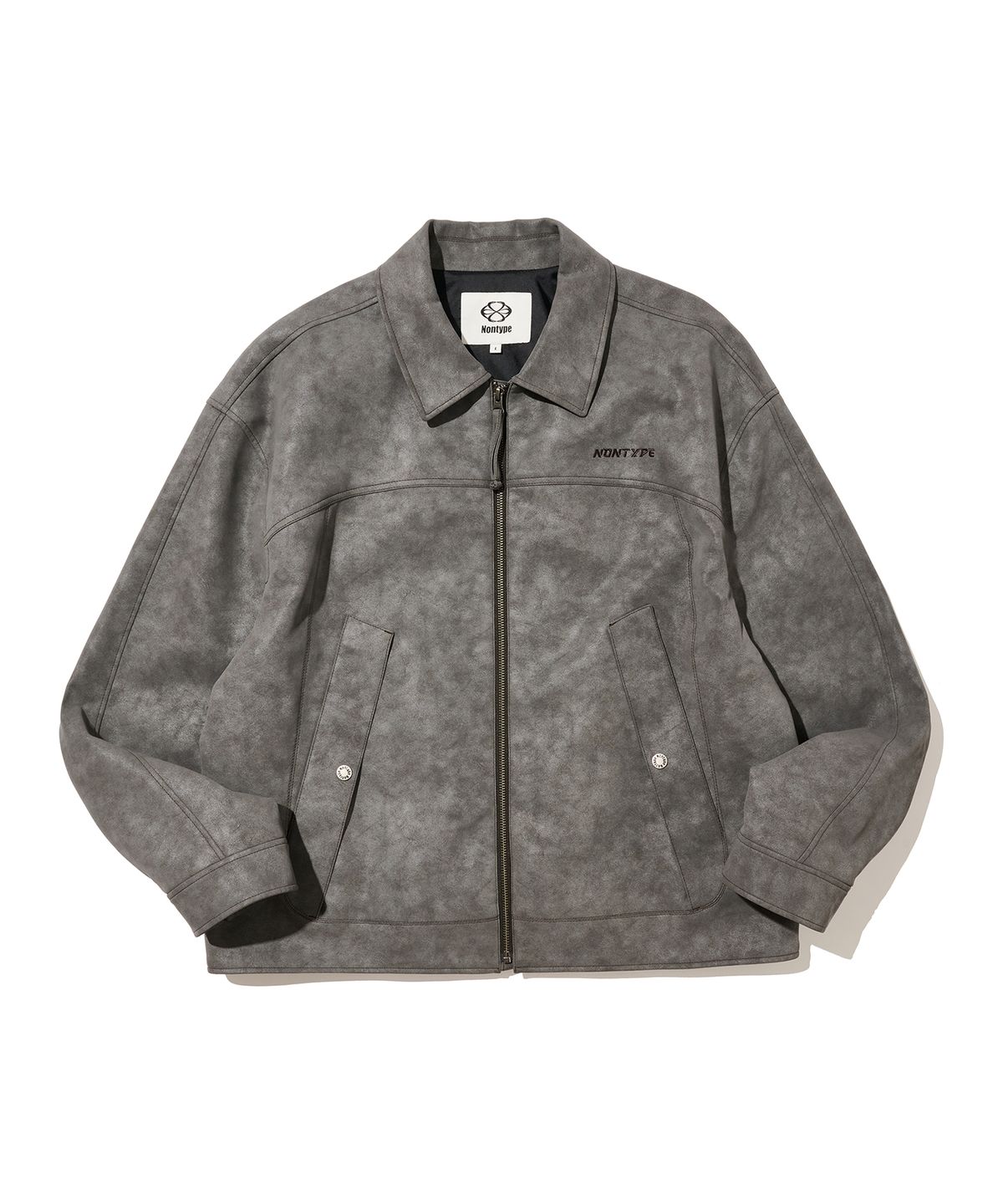 논타입(NONTYPE) SYNTHETIC LEATHER SECTOR JACKET (GREY)