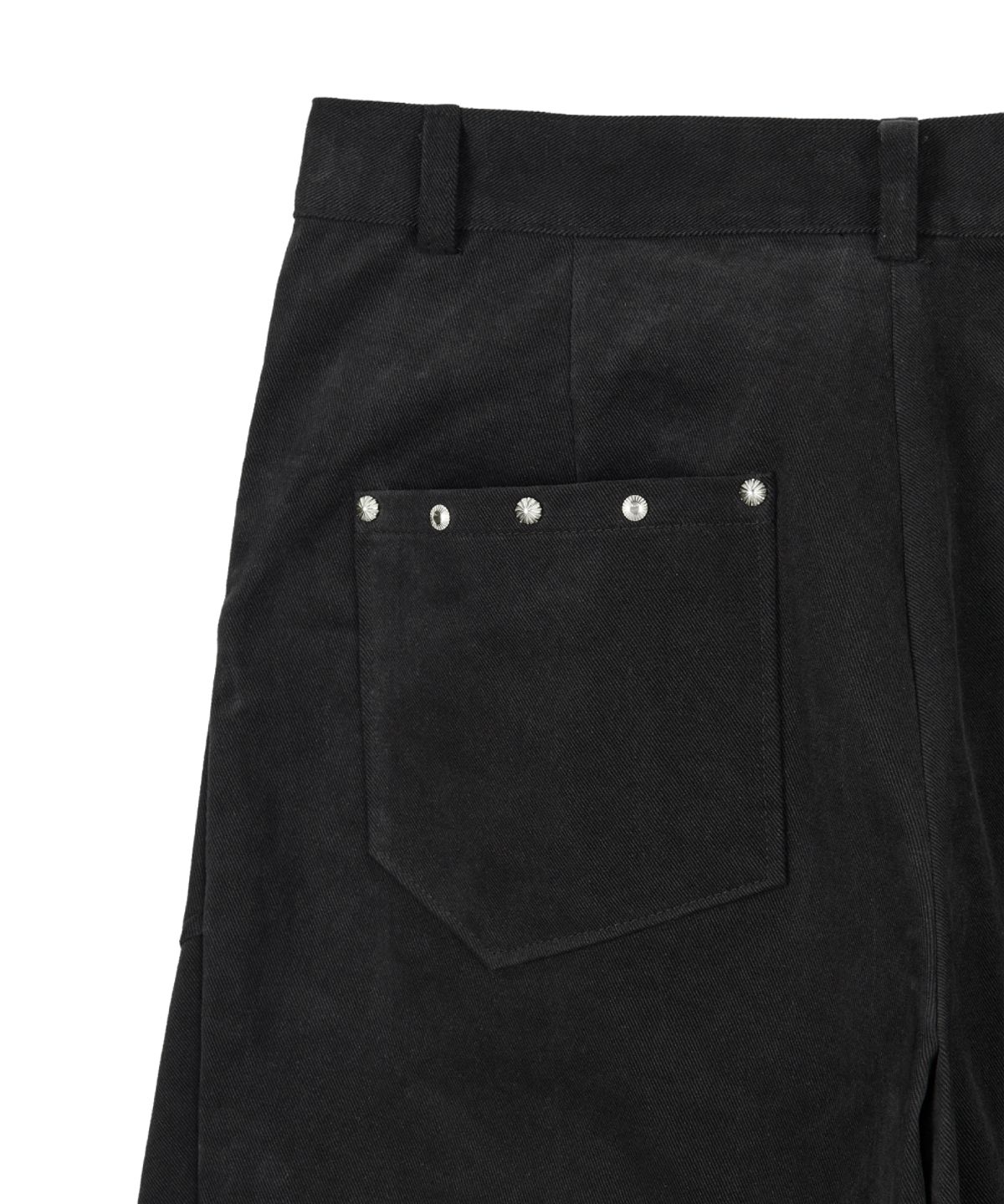 단델(DANDEL) DD studded pin-tuck cargo pants (BLACK)