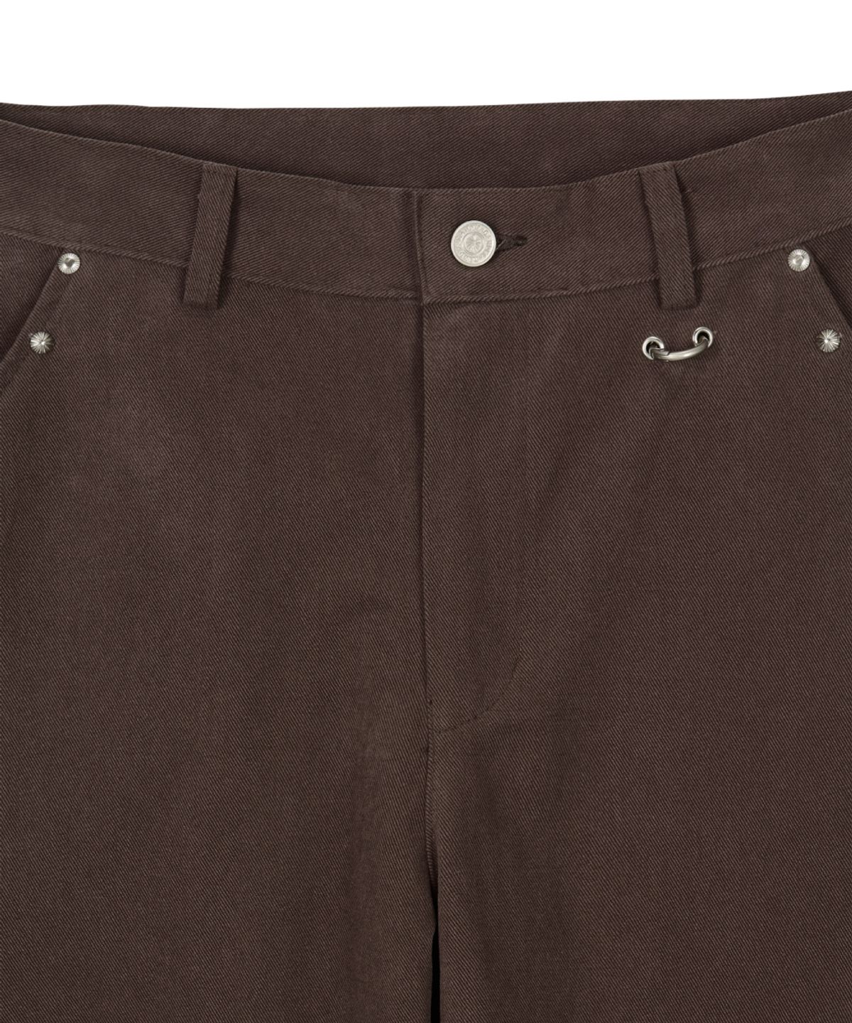 단델(DANDEL) DD studded pin-tuck cargo pants (BROWN)