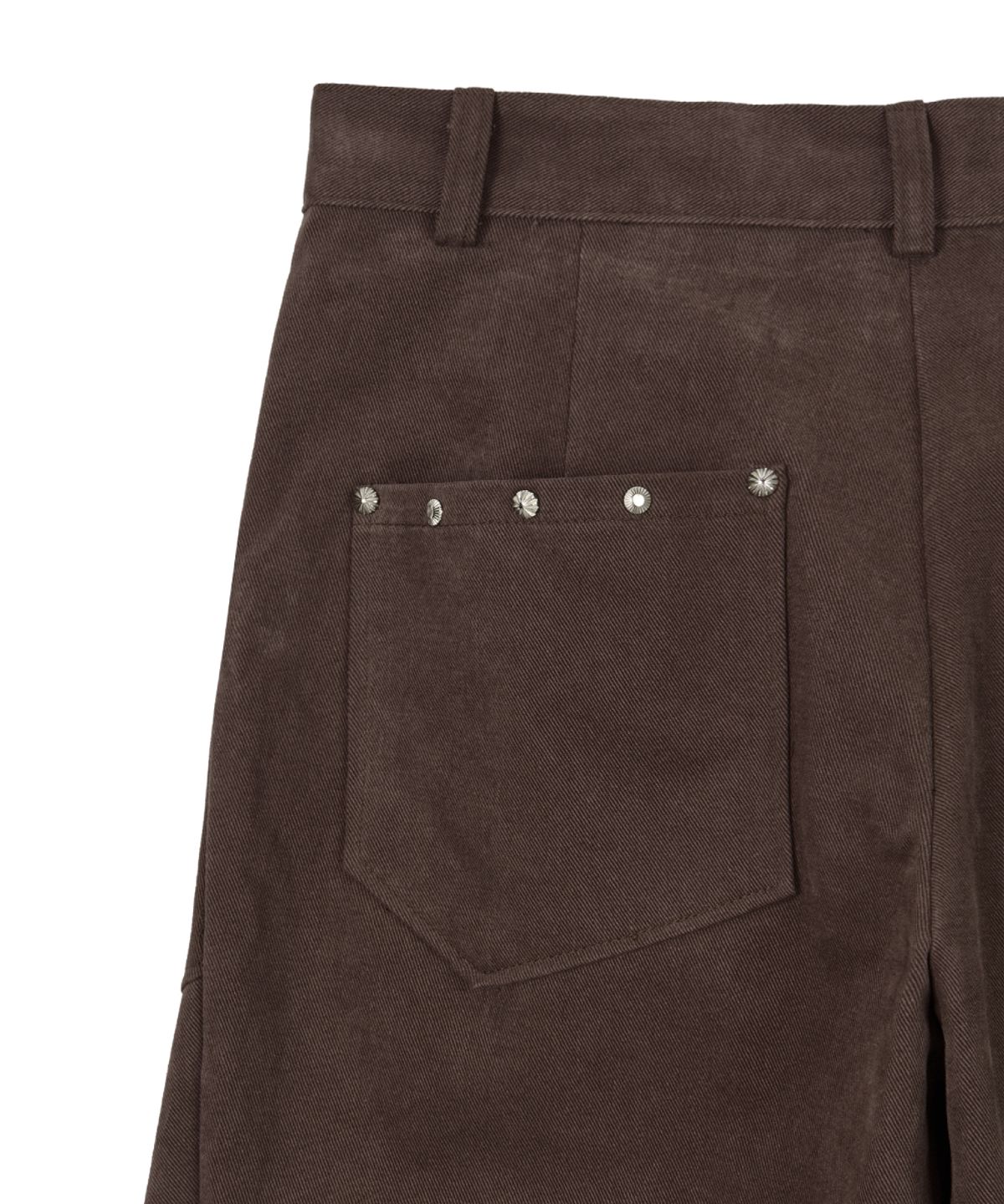 단델(DANDEL) DD studded pin-tuck cargo pants (BROWN)