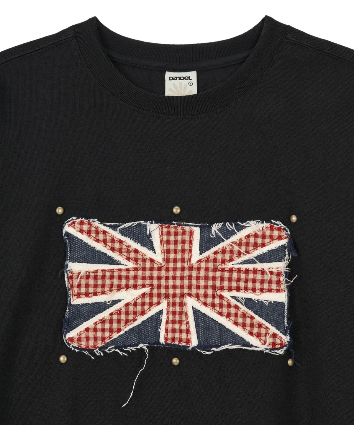 단델(DANDEL) DD union jack applique long sleeve (BLACK)