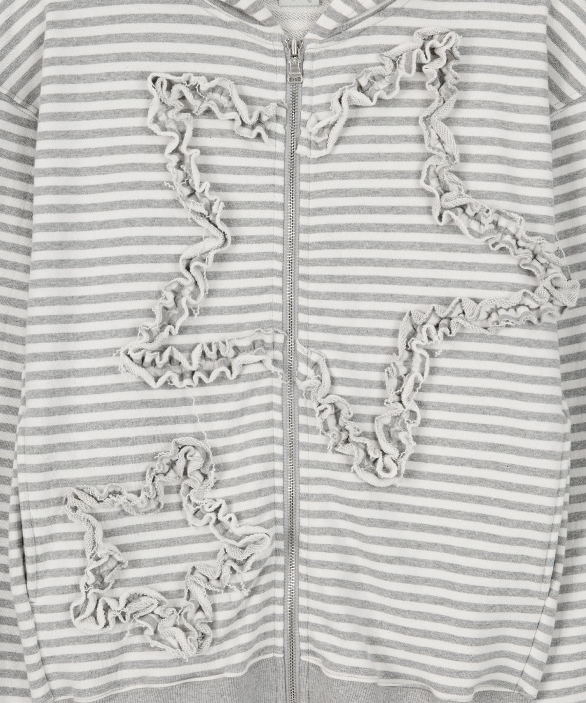 단델(DANDEL) DD star ruffle stripe hoodie zip-up (IVORY)