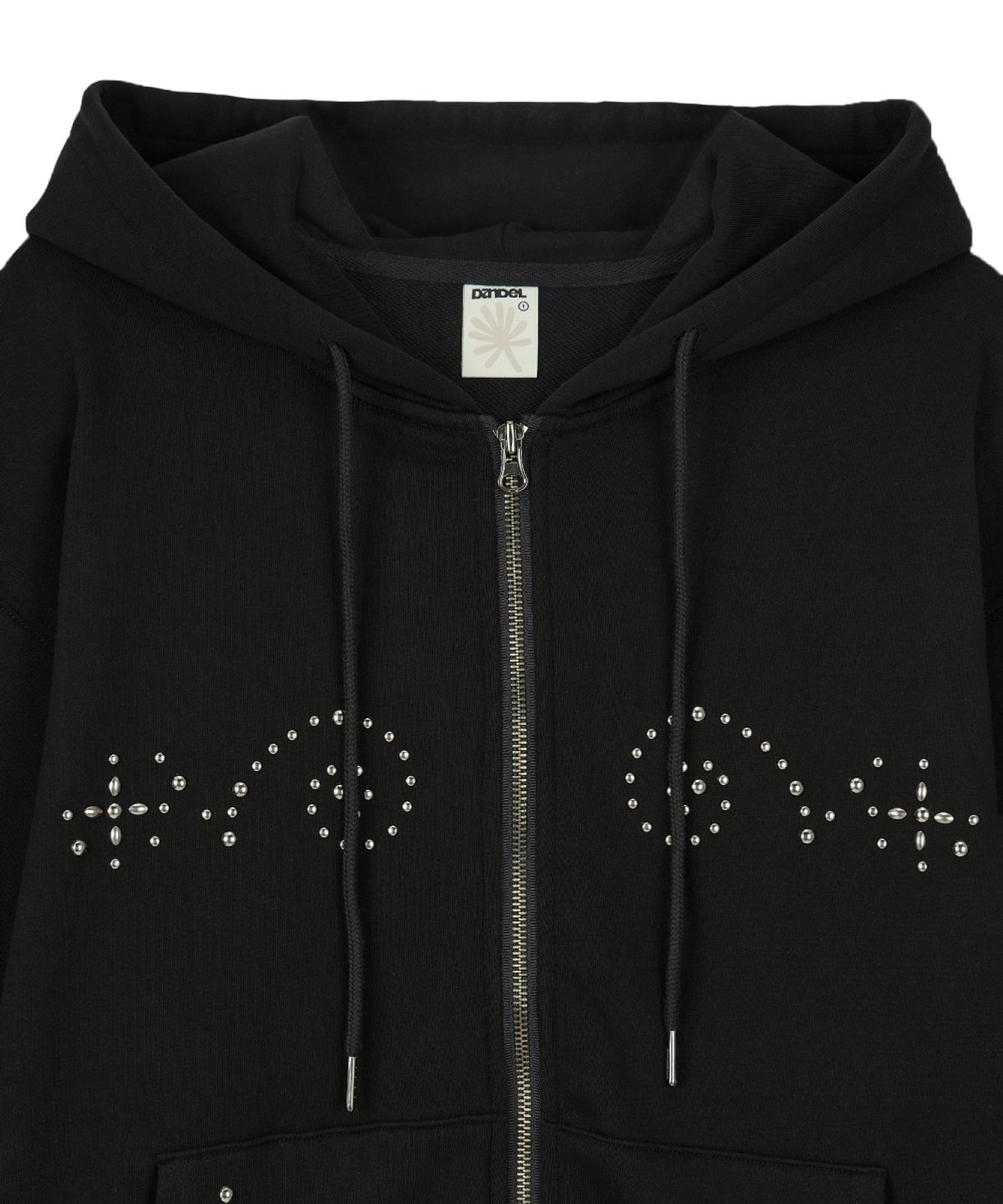 단델(DANDEL) DD wing studded hoodie zip-up (BLACK)