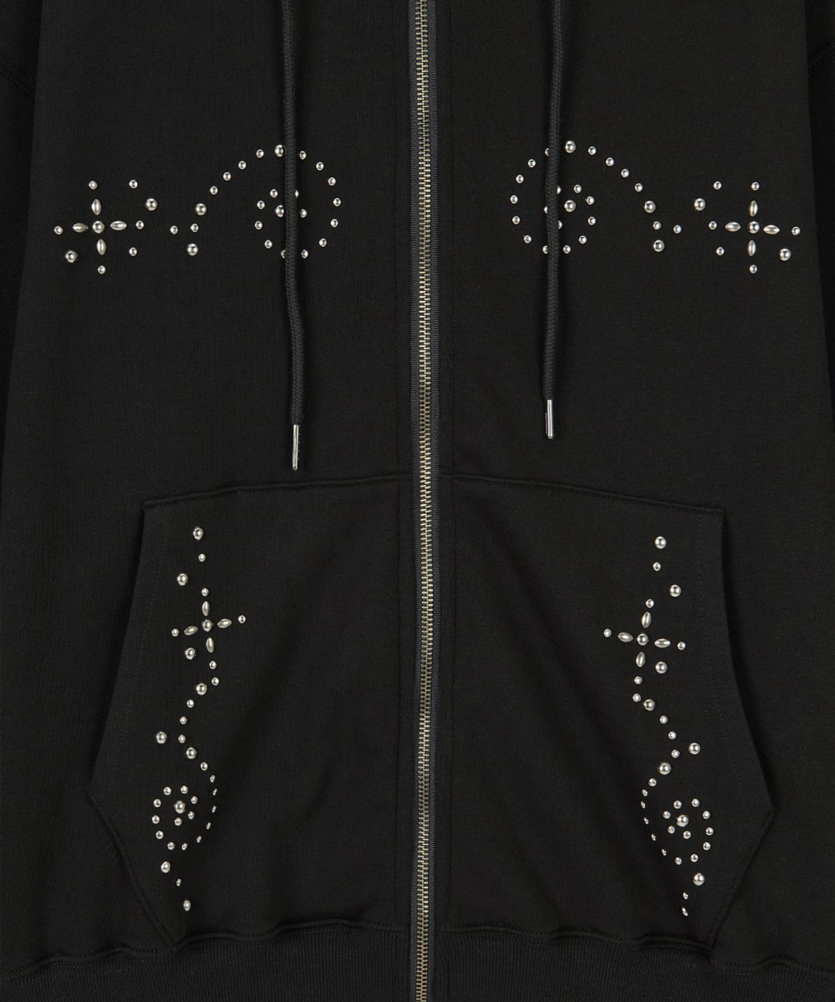 단델(DANDEL) DD wing studded hoodie zip-up (BLACK)