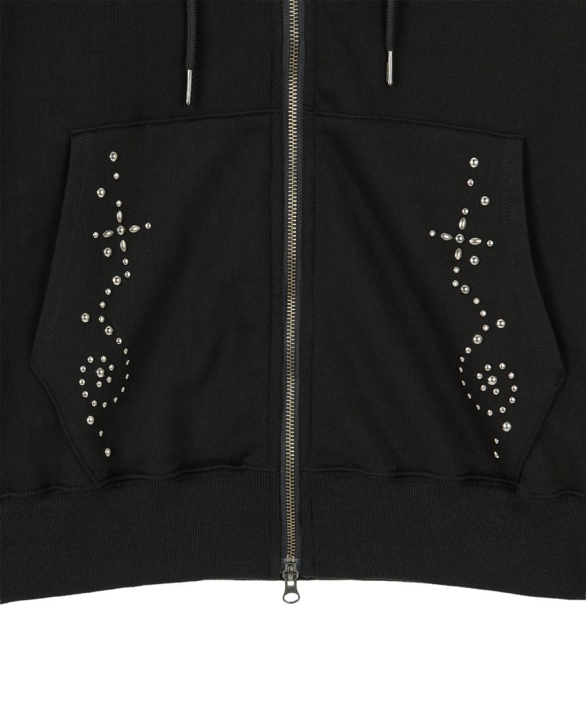 단델(DANDEL) DD wing studded hoodie zip-up (BLACK)