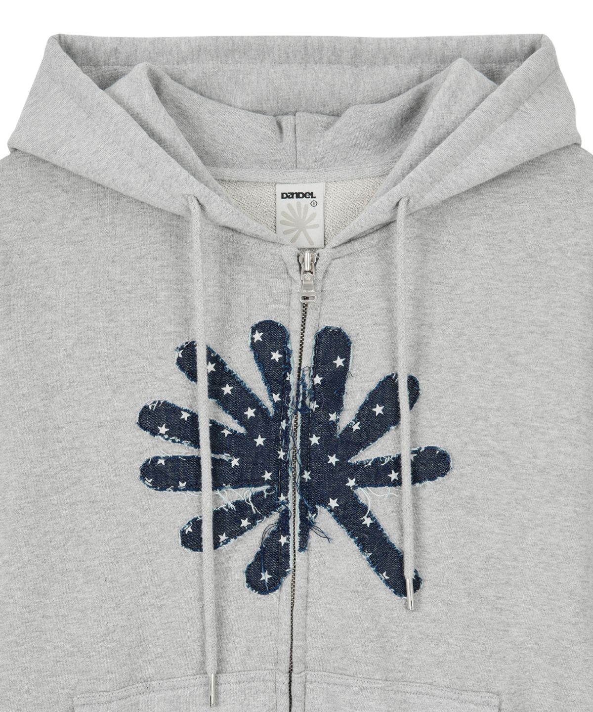 단델(DANDEL) DD symbol applique hoodie zip-up (GREY)