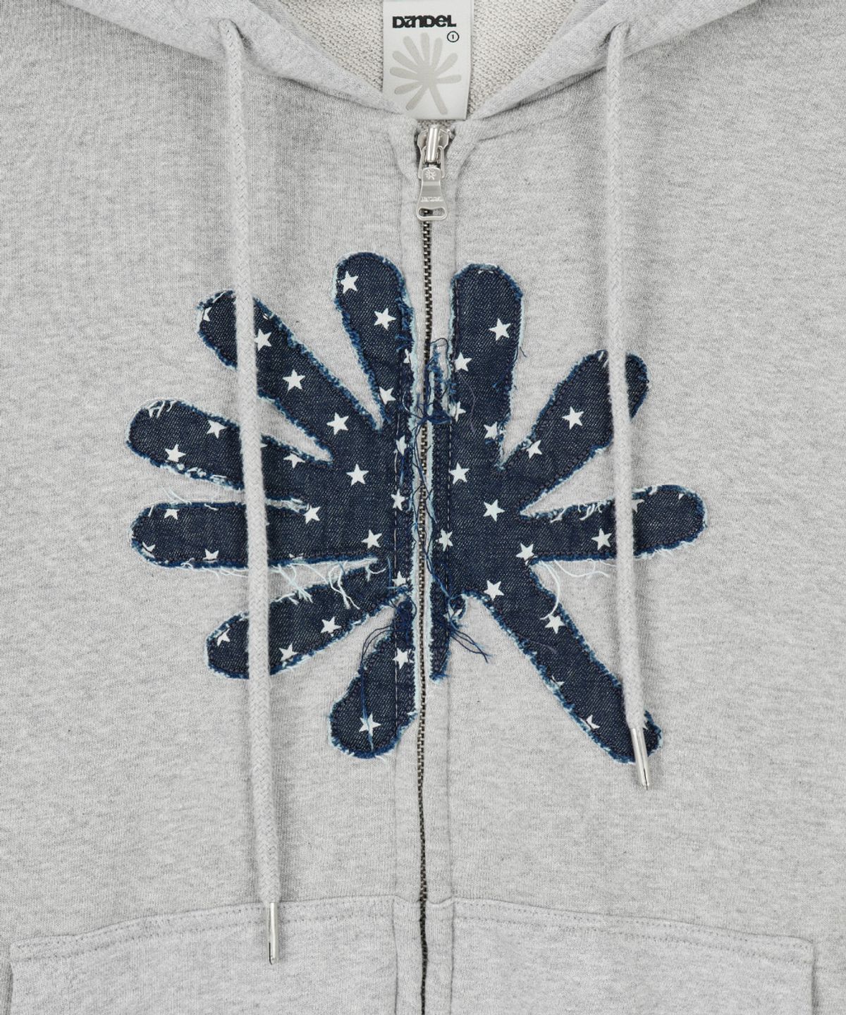 단델(DANDEL) DD symbol applique hoodie zip-up (GREY)