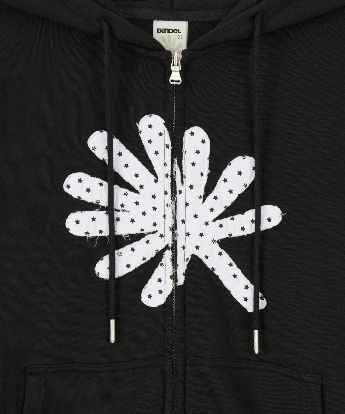 단델(DANDEL) DD symbol applique hoodie zip-up (BLACK)