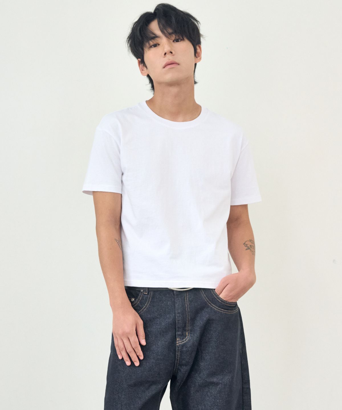 테이크이지(TAKEASY) [2PACK] 울 브이넥 크롭 가디건 카키멜 (+솔리드 크롭 티셔츠 증정)