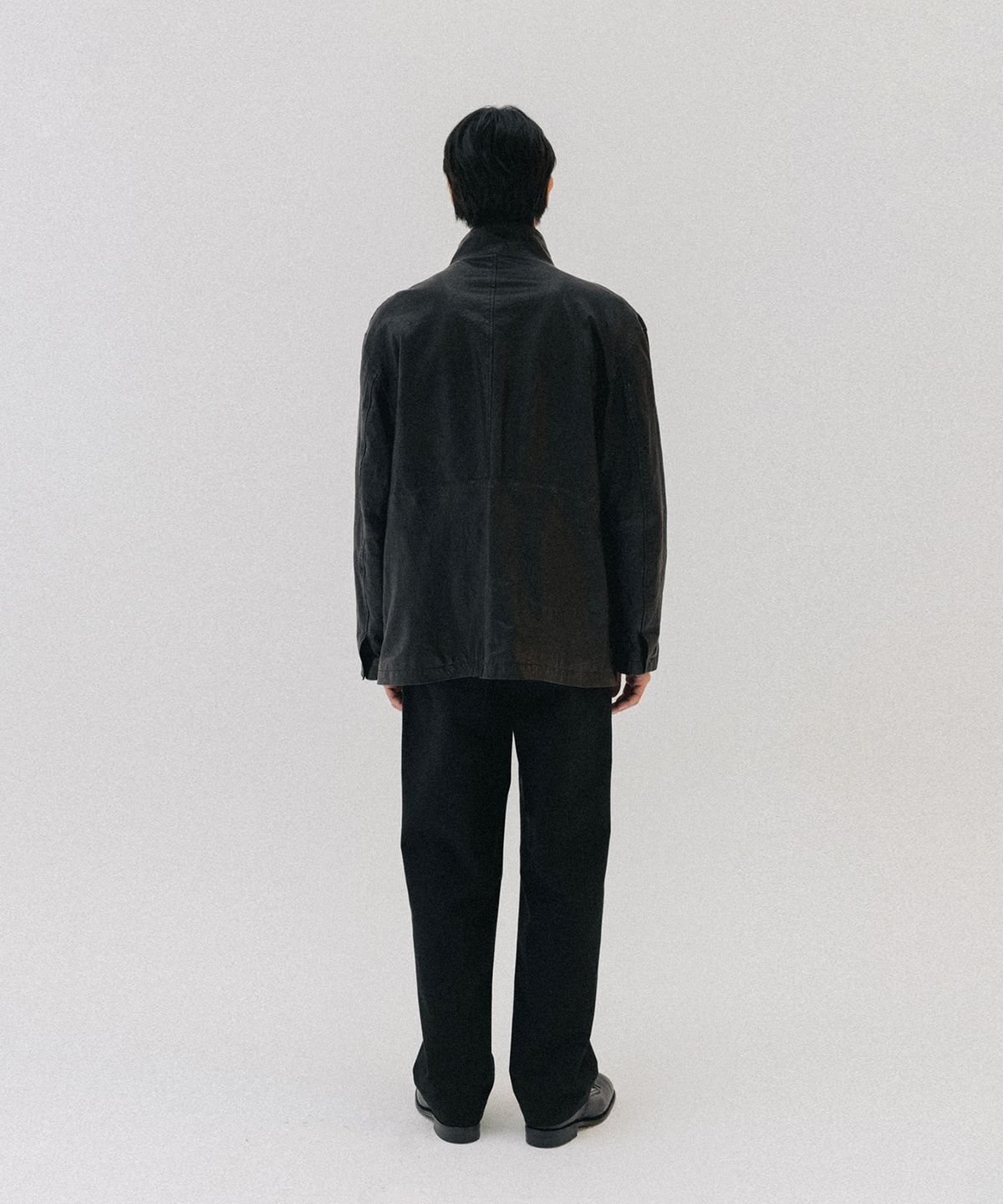 블랭크룸(BLANKROOM) 워시드 레더 필드 자켓_BLACK