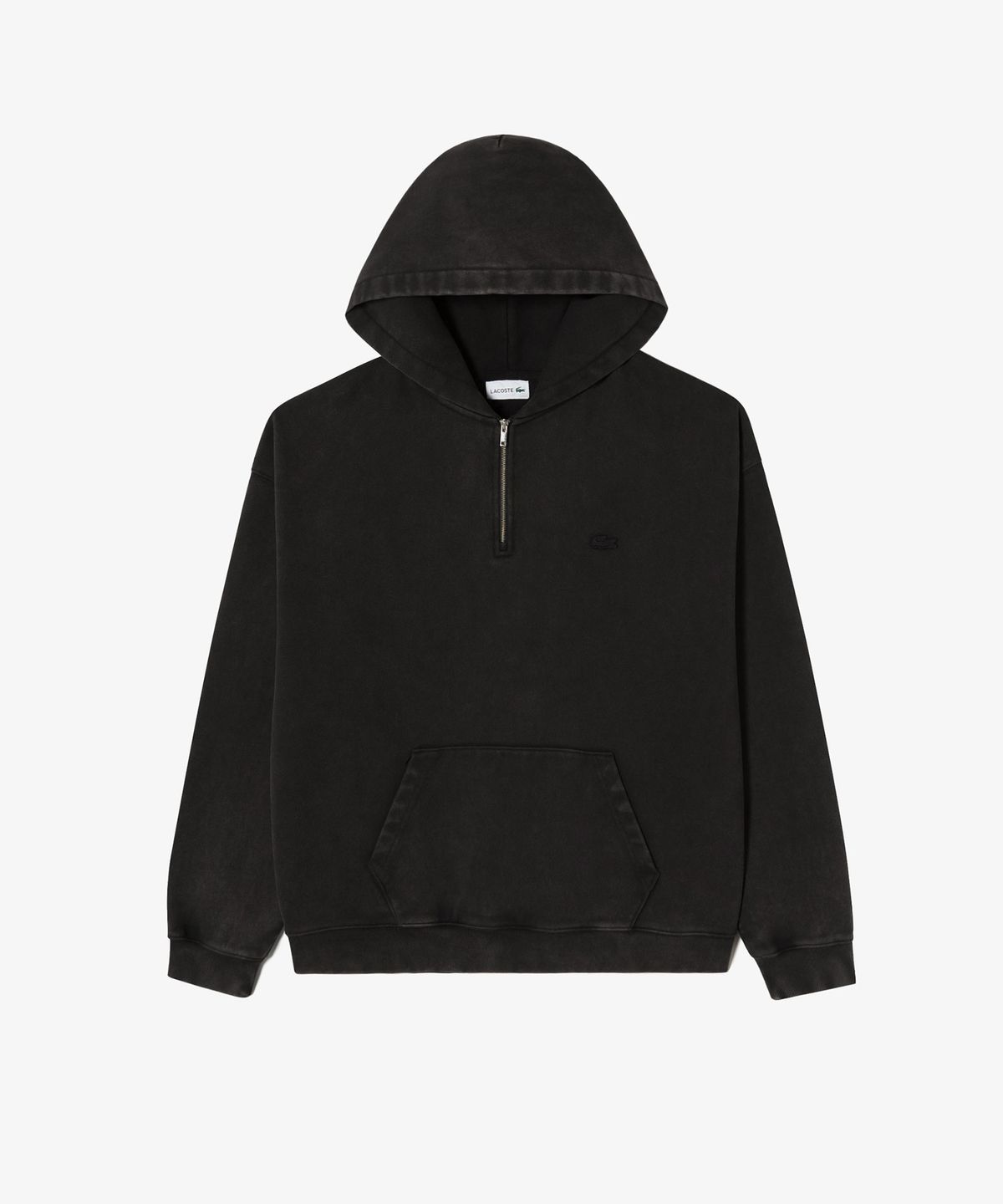 라코스테(LACOSTE) 남성 가먼트워싱 하프집업 후드 [블랙]
