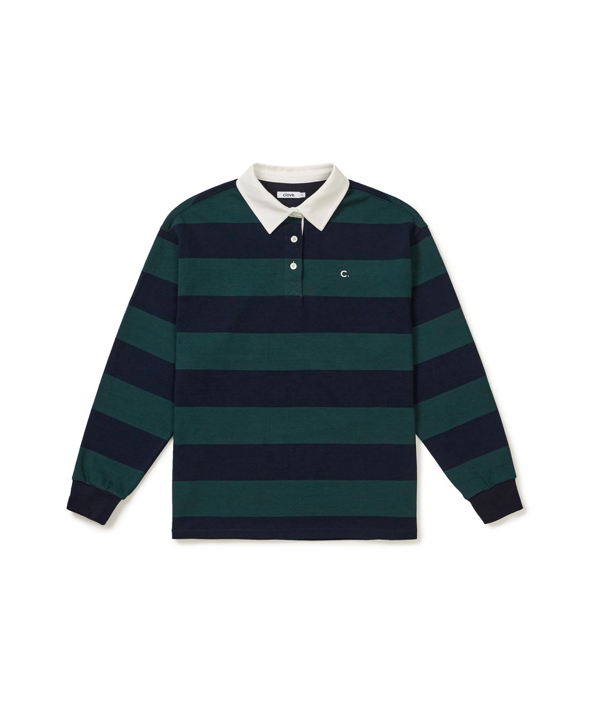 클로브(CLOVE) [25FW clove] Striped Rugby Shirt (Green)