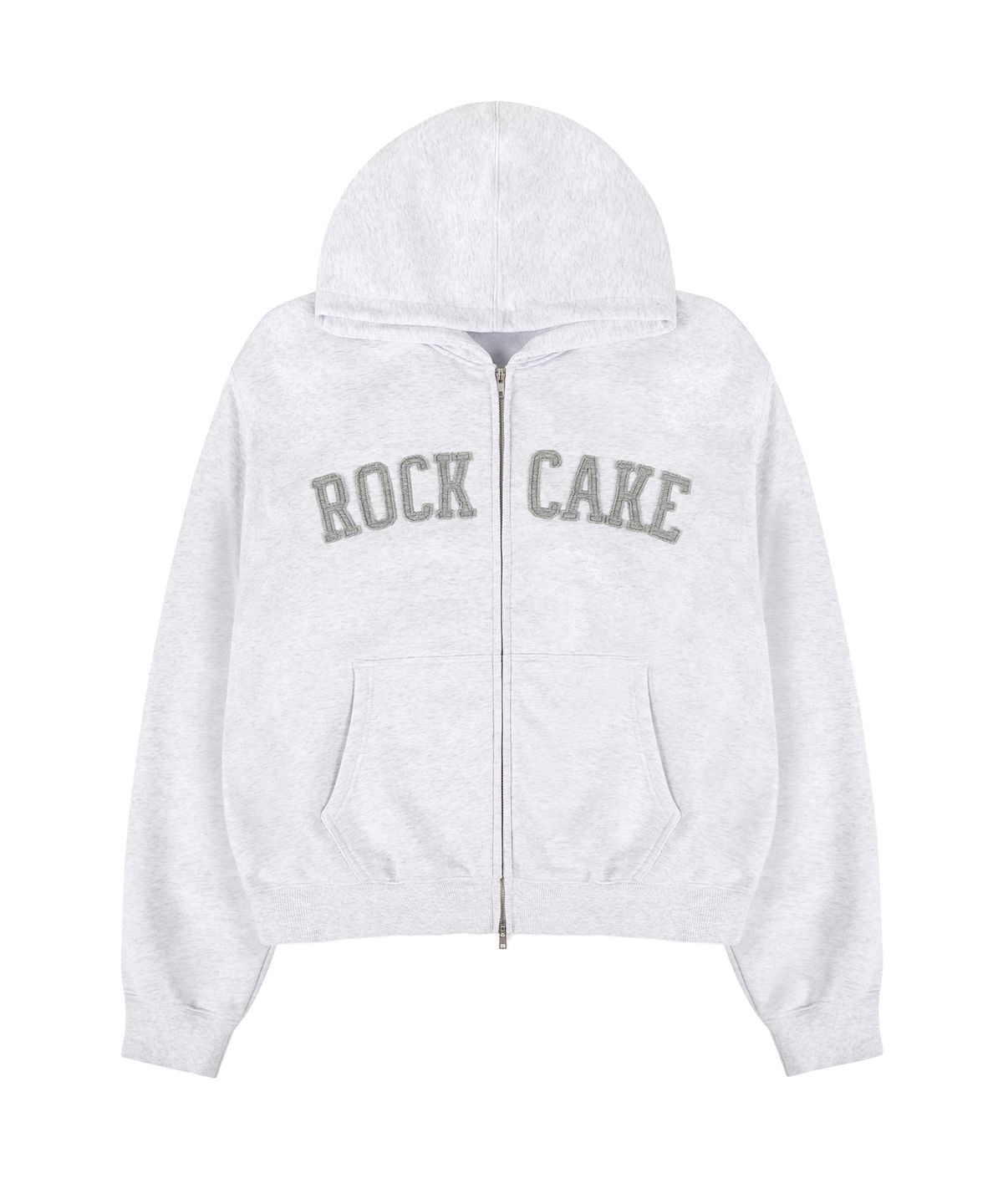 락케이크(ROCKCAKE) Arch Logo Zip Up Hoodie - White Melange