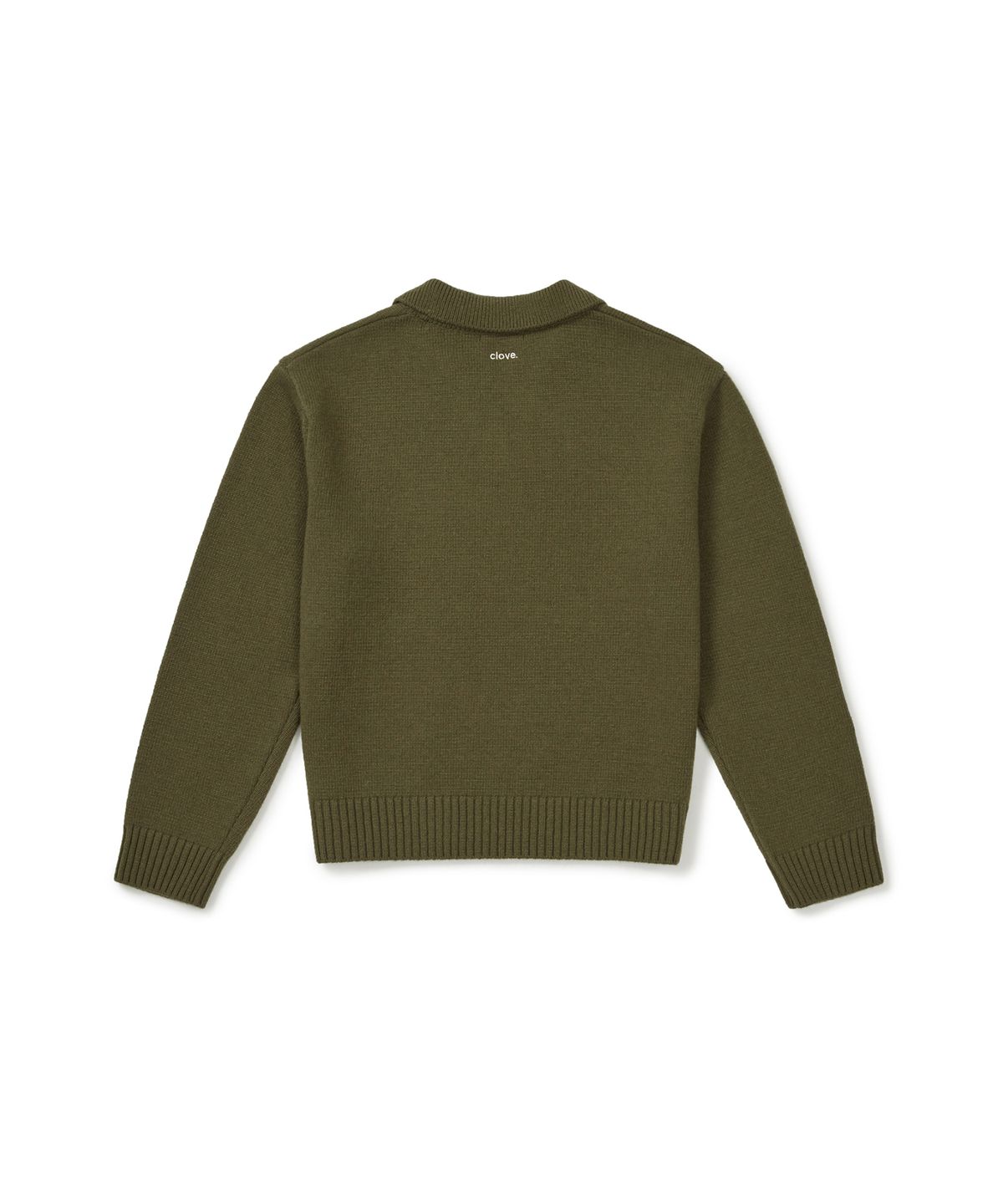 클로브(CLOVE) [25FW clove] Open-Collar Knit Sweater (Khaki)