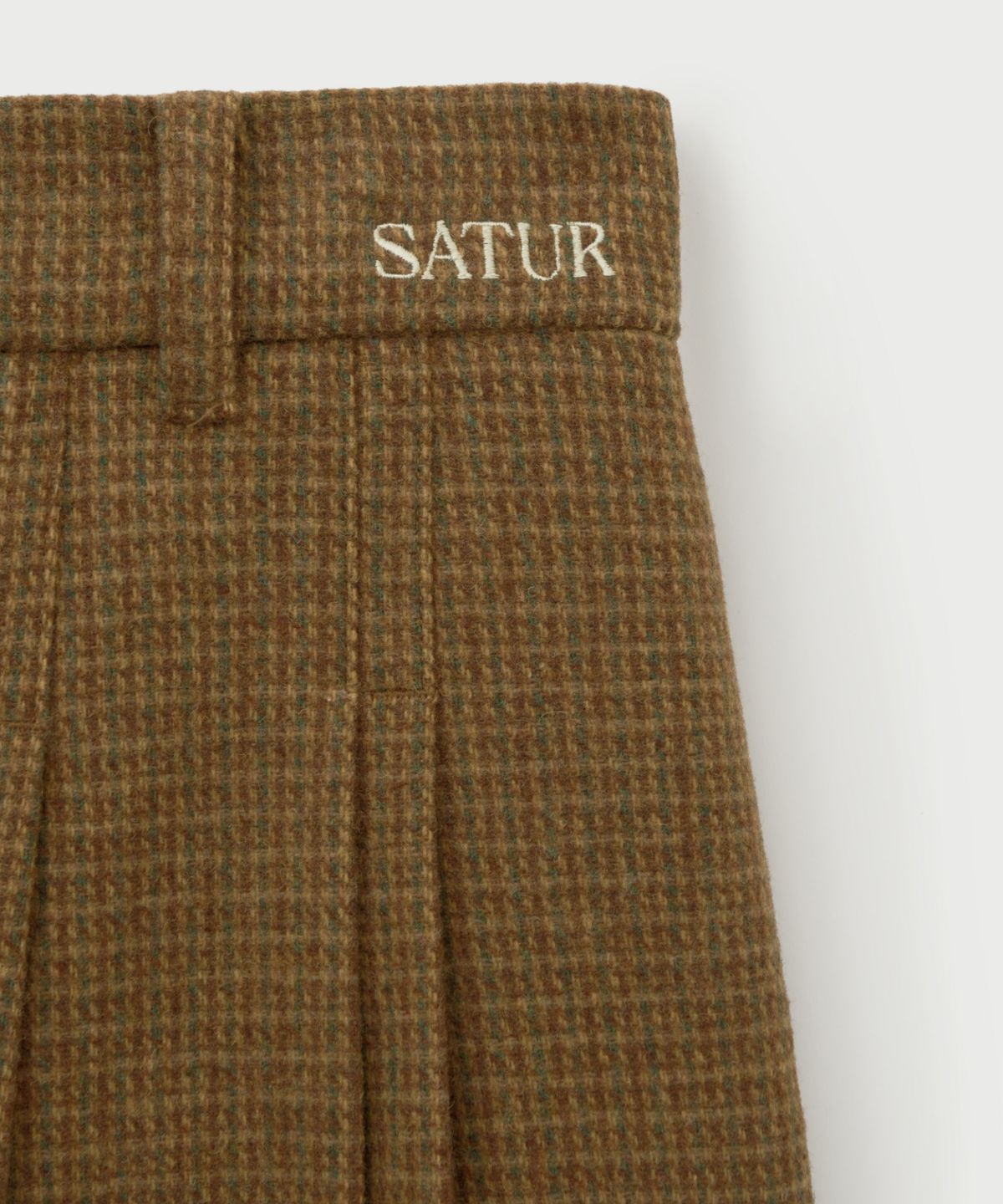 세터(SATUR) (W) 체크 플리츠 미니 스커트 브라운
