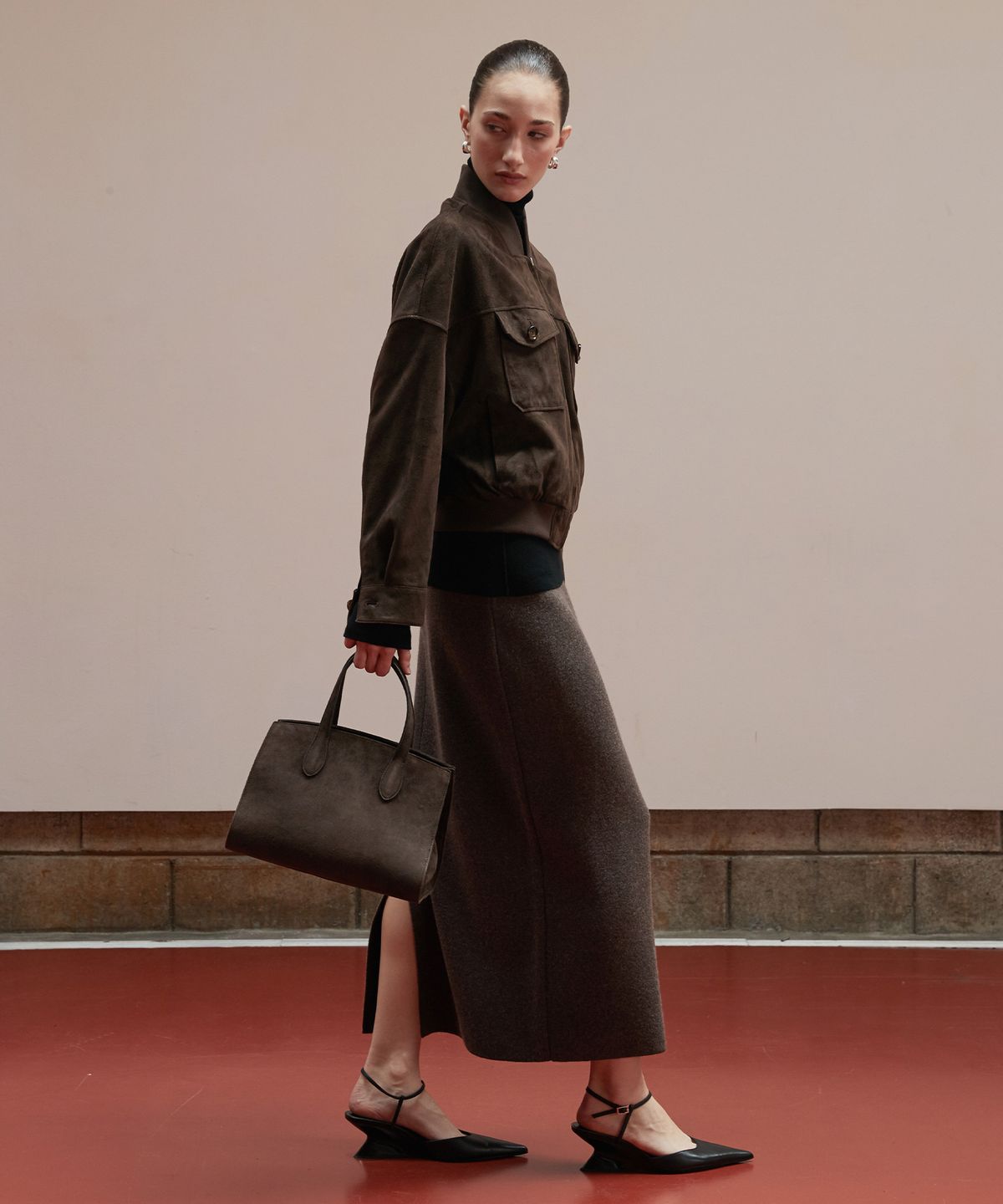 베르데마르(VERDEMAR) Suede Marcelle 13 Bag_Deep Brown