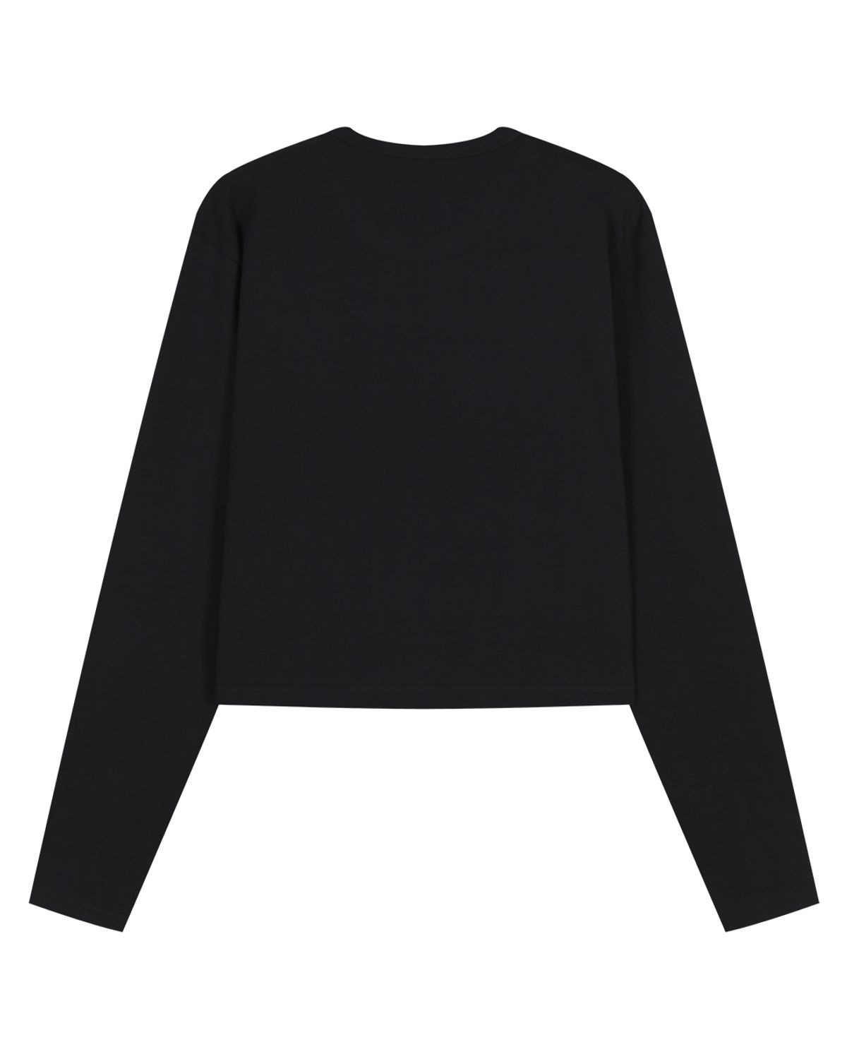 헤오진(HEOJIN) 디스토어드 플라워 크롭 롱 슬리브_블랙 (Thumb Hole)