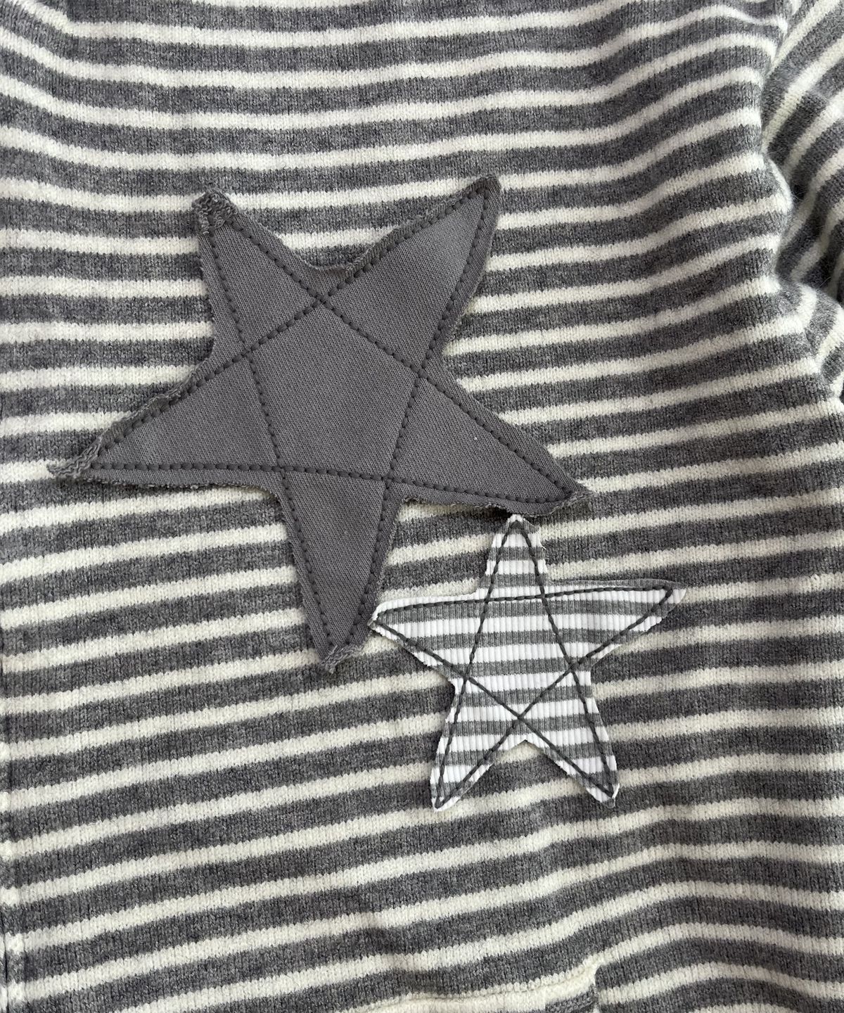 스케이터락(SK8ER ROCK) Double Stars Stripe Knit Hood Zip-Up ((gray))