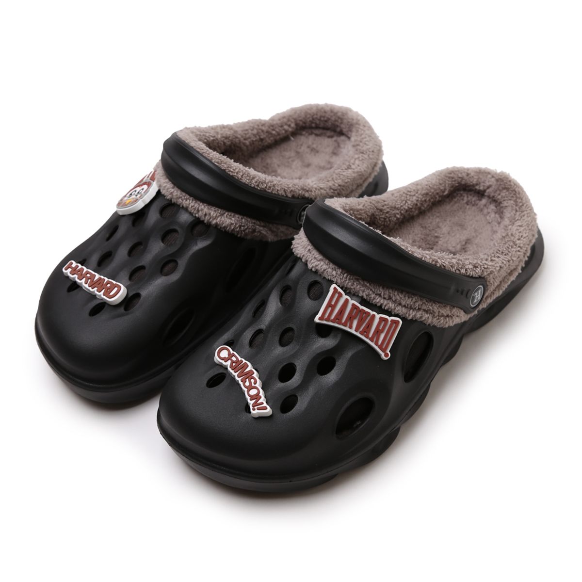 하버드 슈즈(HARVARD SHOES) 우모 퍼 슬리퍼 방한 샌들 블랙 베이지