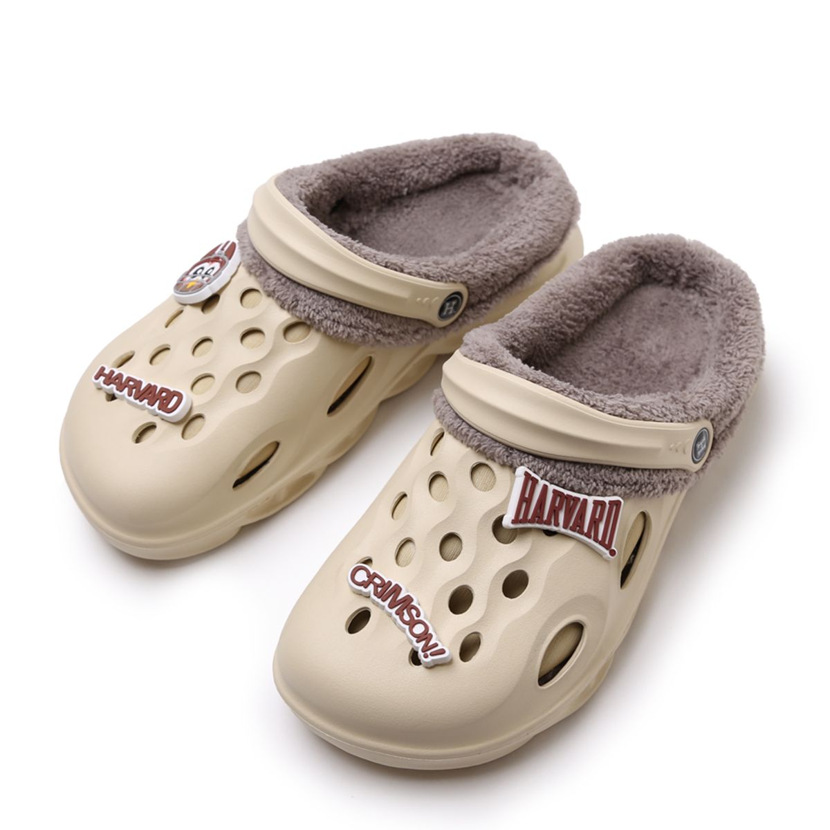 하버드 슈즈(HARVARD SHOES) 우모 퍼 슬리퍼 방한 샌들 블랙 베이지