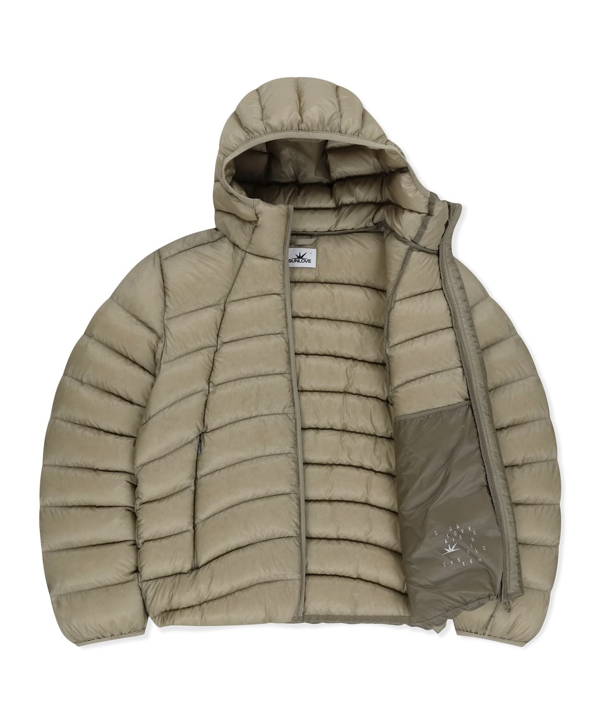 썬러브투어(SUNLOVETOUR) Hooded Fly Light Down Jacket Stone
