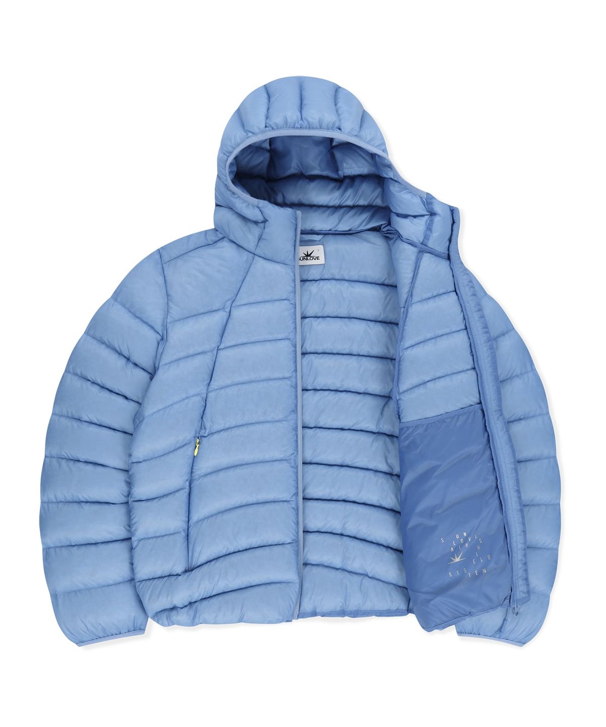 썬러브투어(SUNLOVETOUR) Hooded Fly Light Down Jacket Light Blue