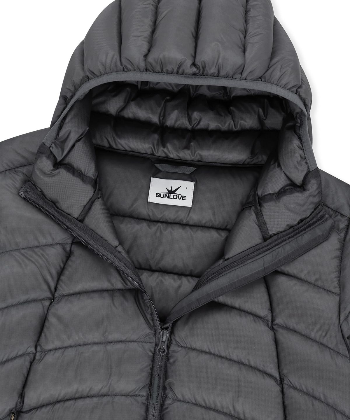 썬러브투어(SUNLOVETOUR) Hooded Fly Light Down Jacket Grey