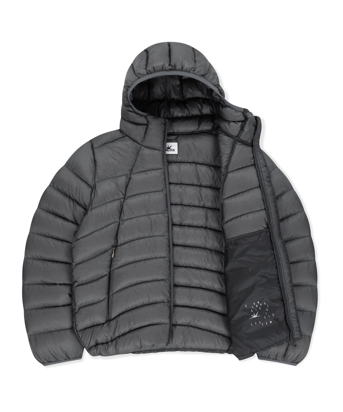 썬러브투어(SUNLOVETOUR) Hooded Fly Light Down Jacket Grey