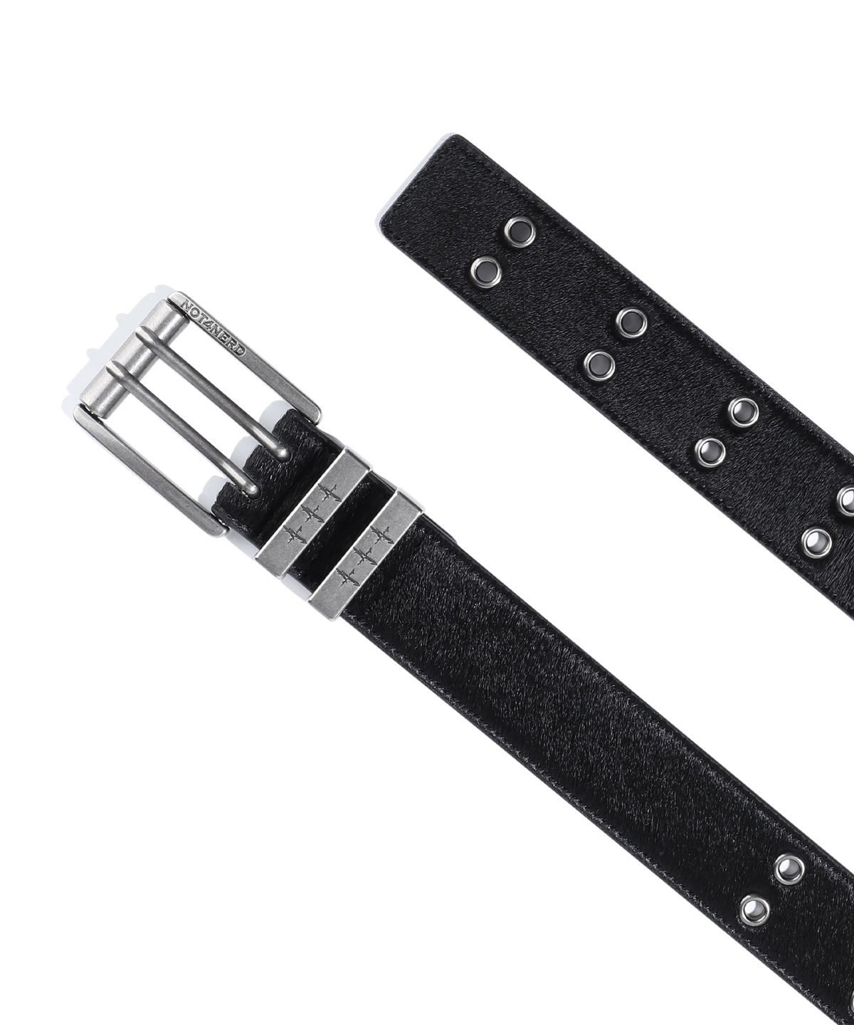 낫포너드(NOT4NERD) Roller Eyelet Cowhide Leather Belt - Black