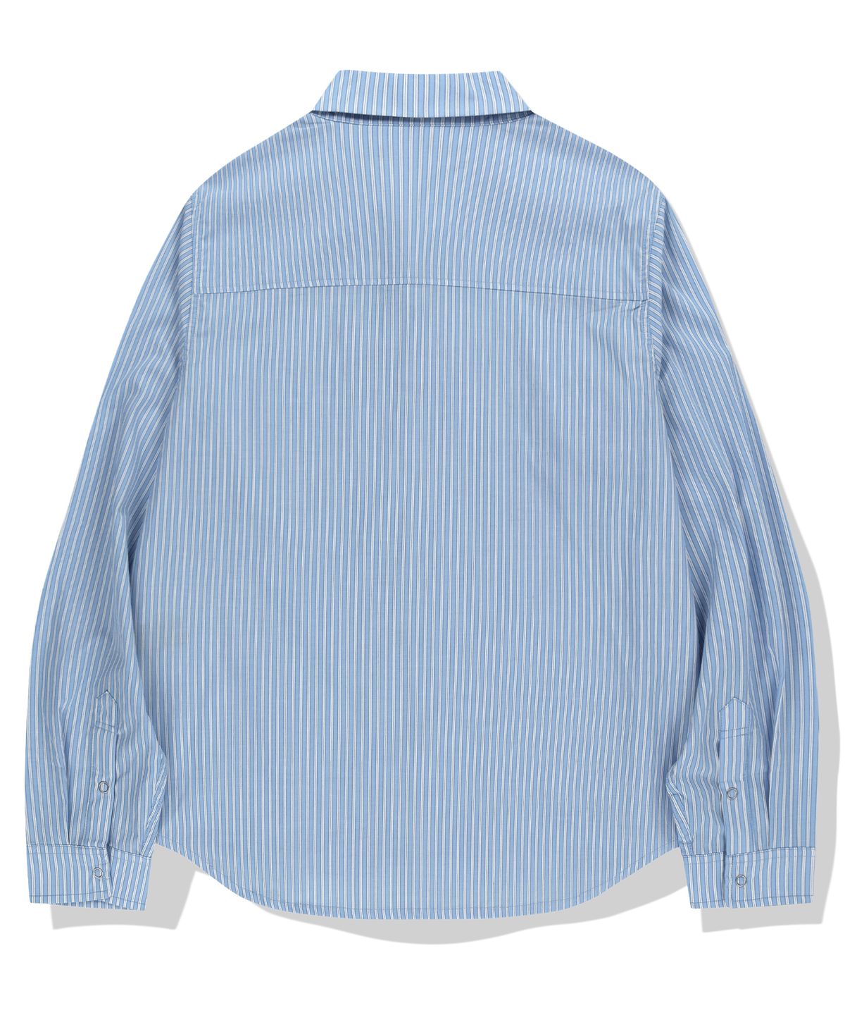 낫포너드(NOT4NERD) Relaxed Stripe Open Collar Shirt - Blue