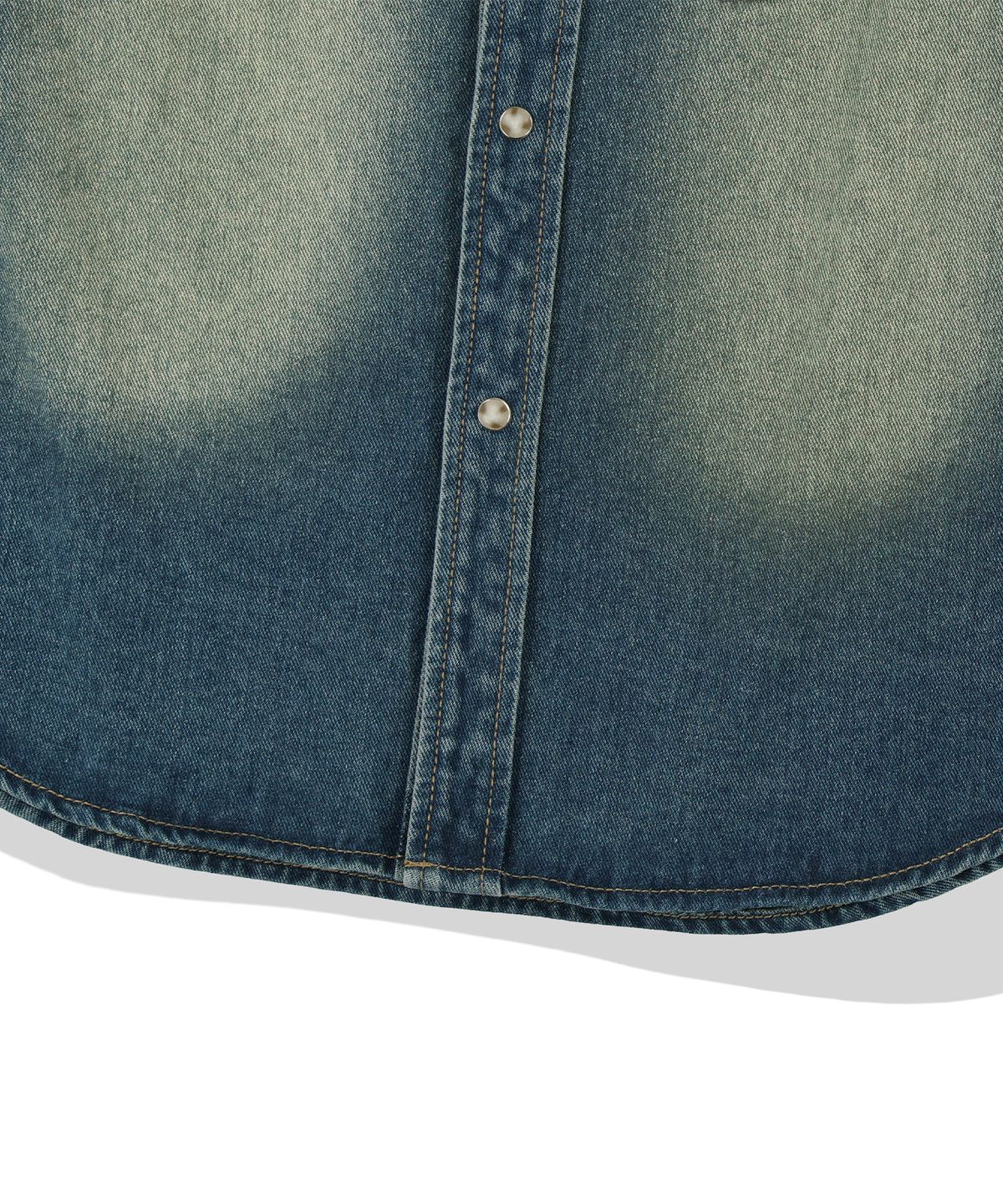 낫포너드(NOT4NERD) Paneled Suede Western Denim Shirt - Deep Blue