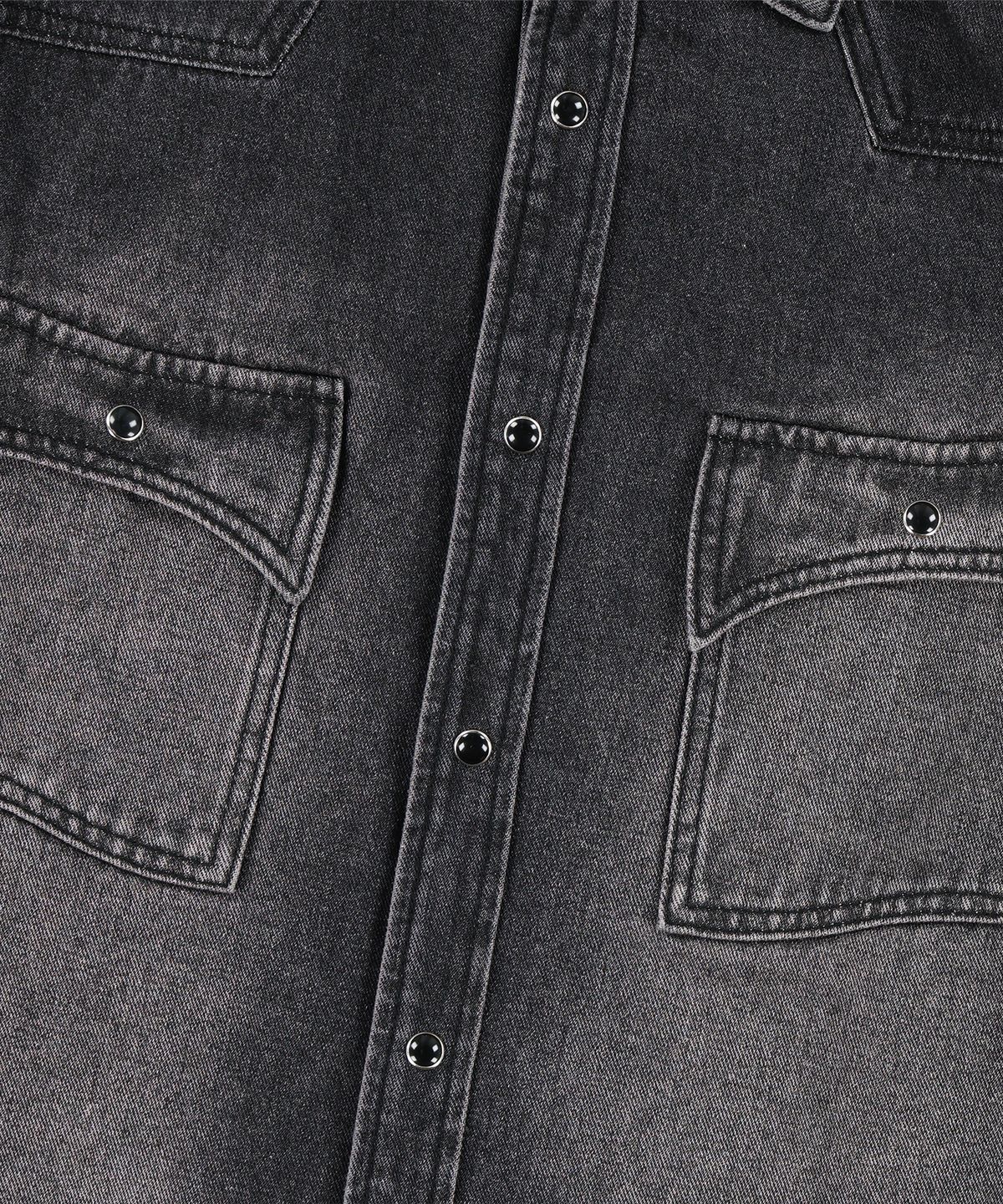 낫포너드(NOT4NERD) Paneled Suede Western Denim Shirt - Black