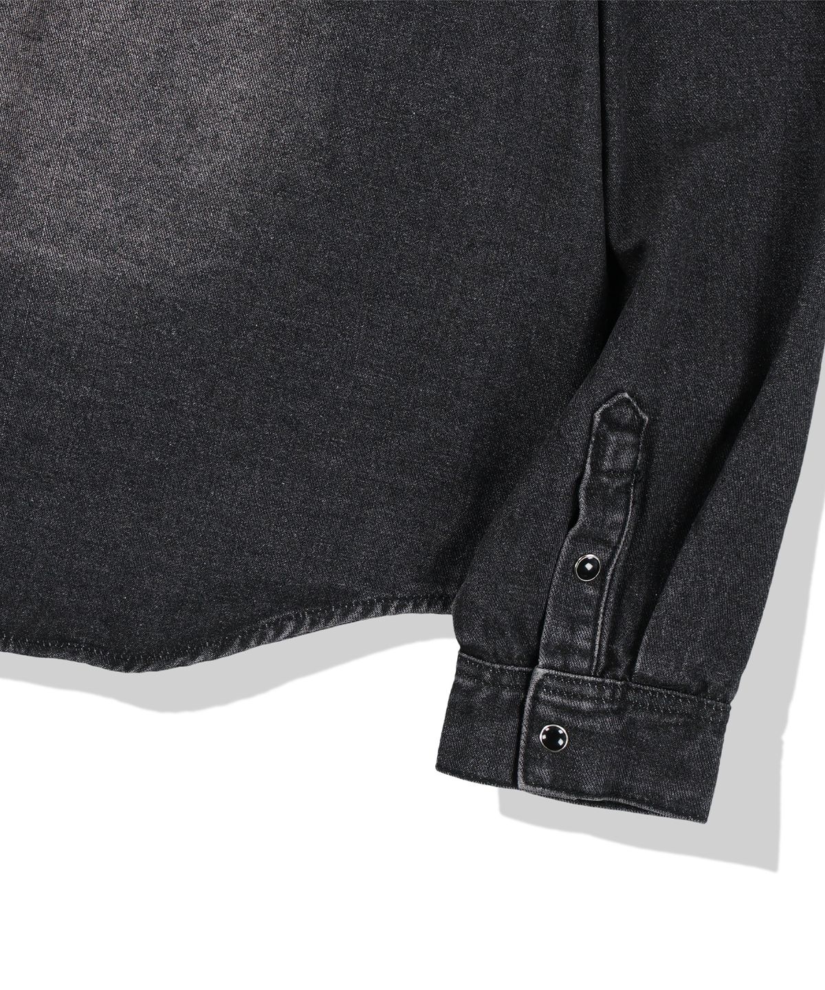 낫포너드(NOT4NERD) Paneled Suede Western Denim Shirt - Black