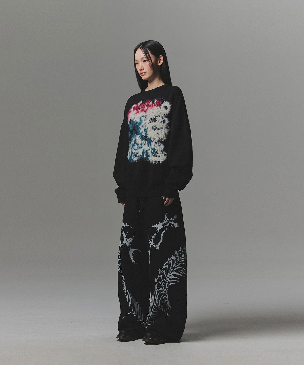 낫포너드(NOT4NERD) Veil Hairy Jacquard Knit - Black