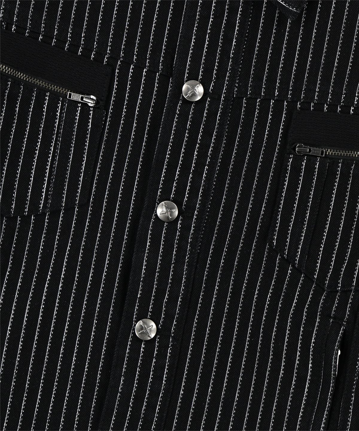 낫포너드(NOT4NERD) 4 Symbol Pendant Stripe Denim Jacket - Black