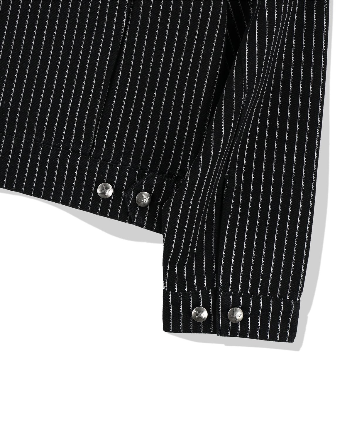 낫포너드(NOT4NERD) 4 Symbol Pendant Stripe Denim Jacket - Black