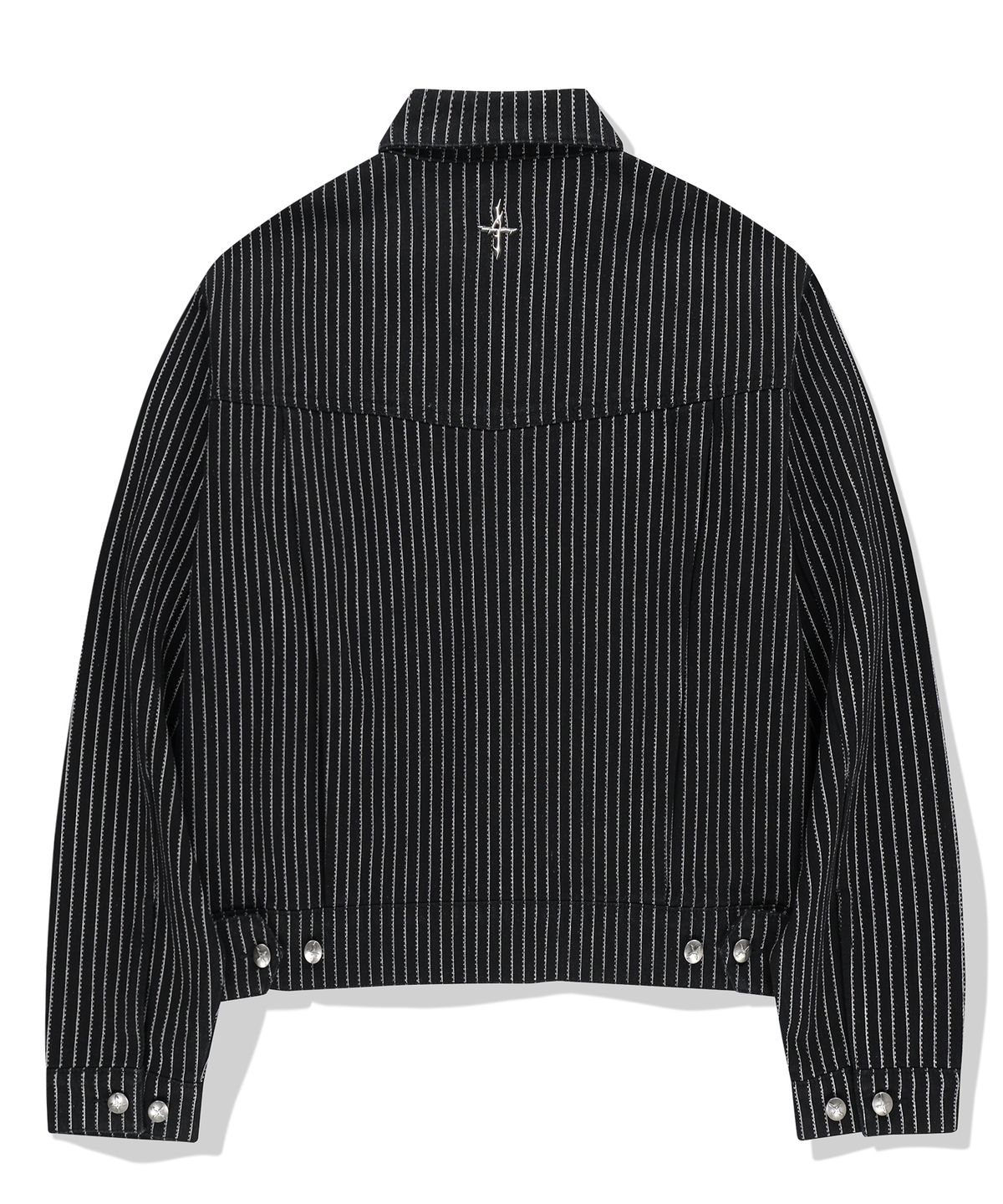 낫포너드(NOT4NERD) 4 Symbol Pendant Stripe Denim Jacket - Black