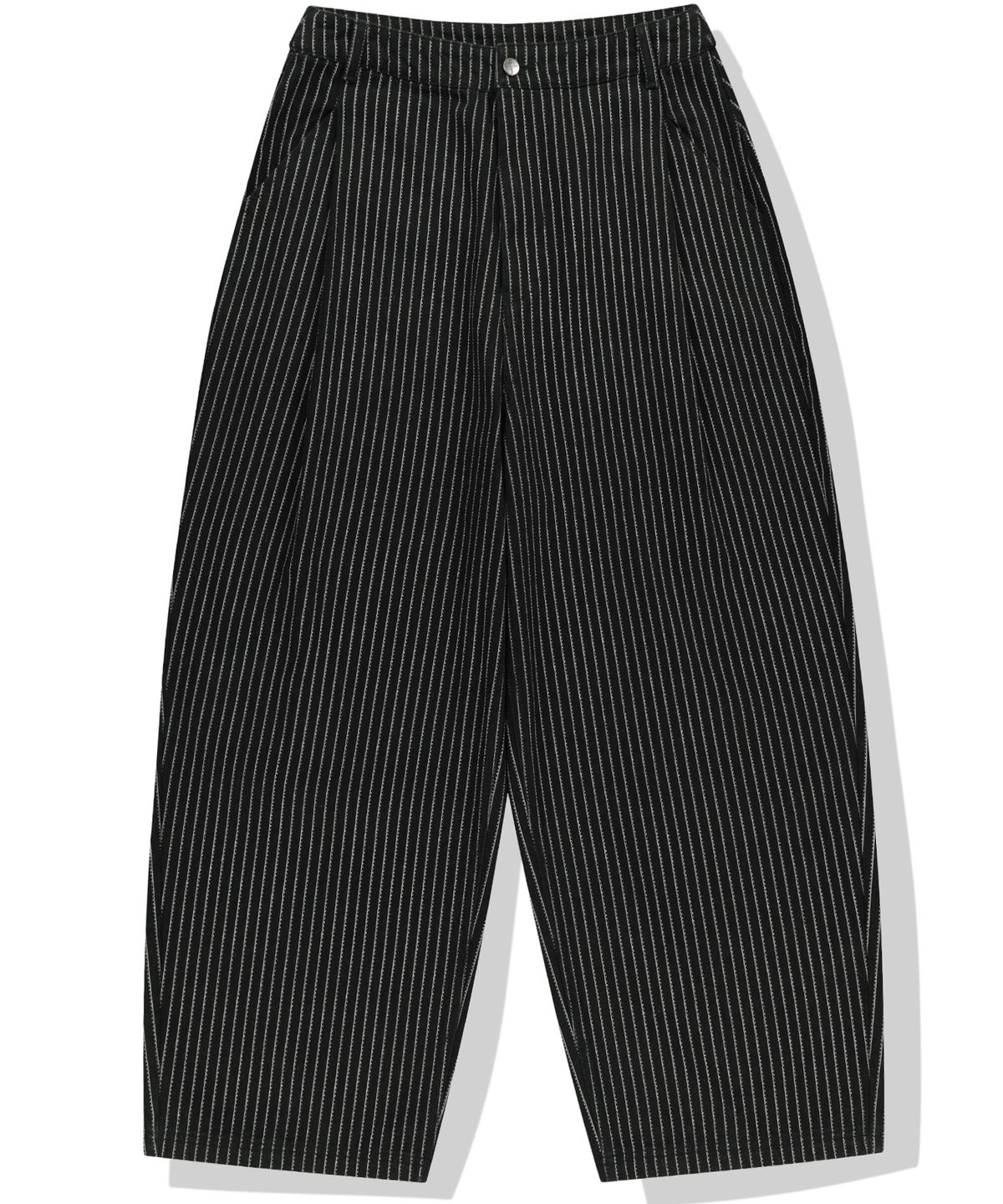 낫포너드(NOT4NERD) Waist Buckle Stripe Wide Fit Denim Pants - Black