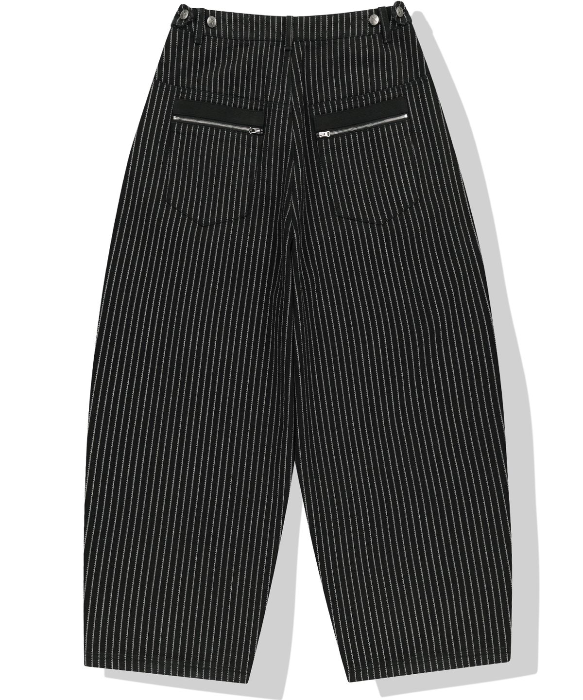 낫포너드(NOT4NERD) Waist Buckle Stripe Wide Fit Denim Pants - Black