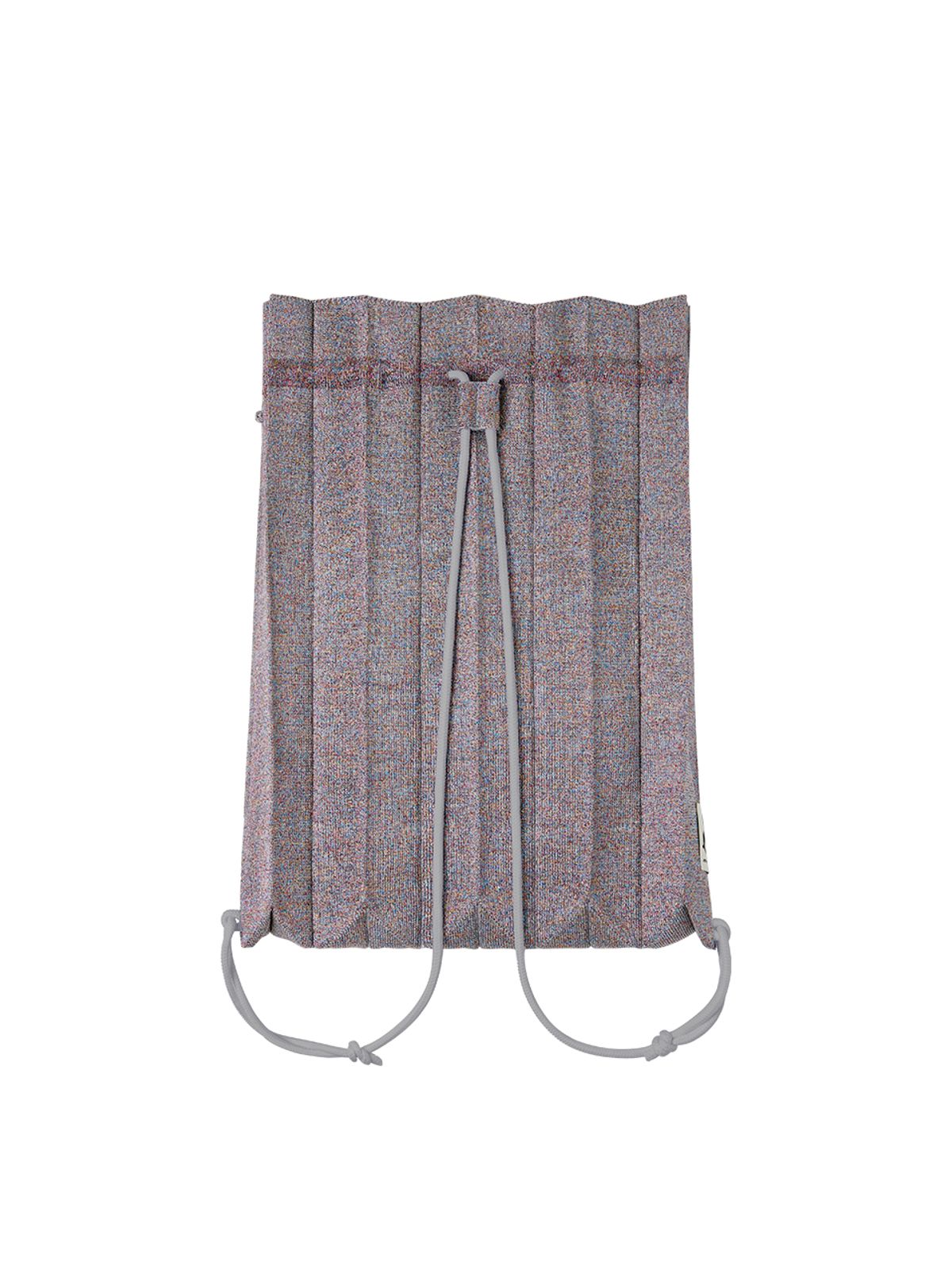 조셉앤스테이시(JOSEPH&STACEY) Lucky Pleats Knit String Backpack Multi Rainbow Grey