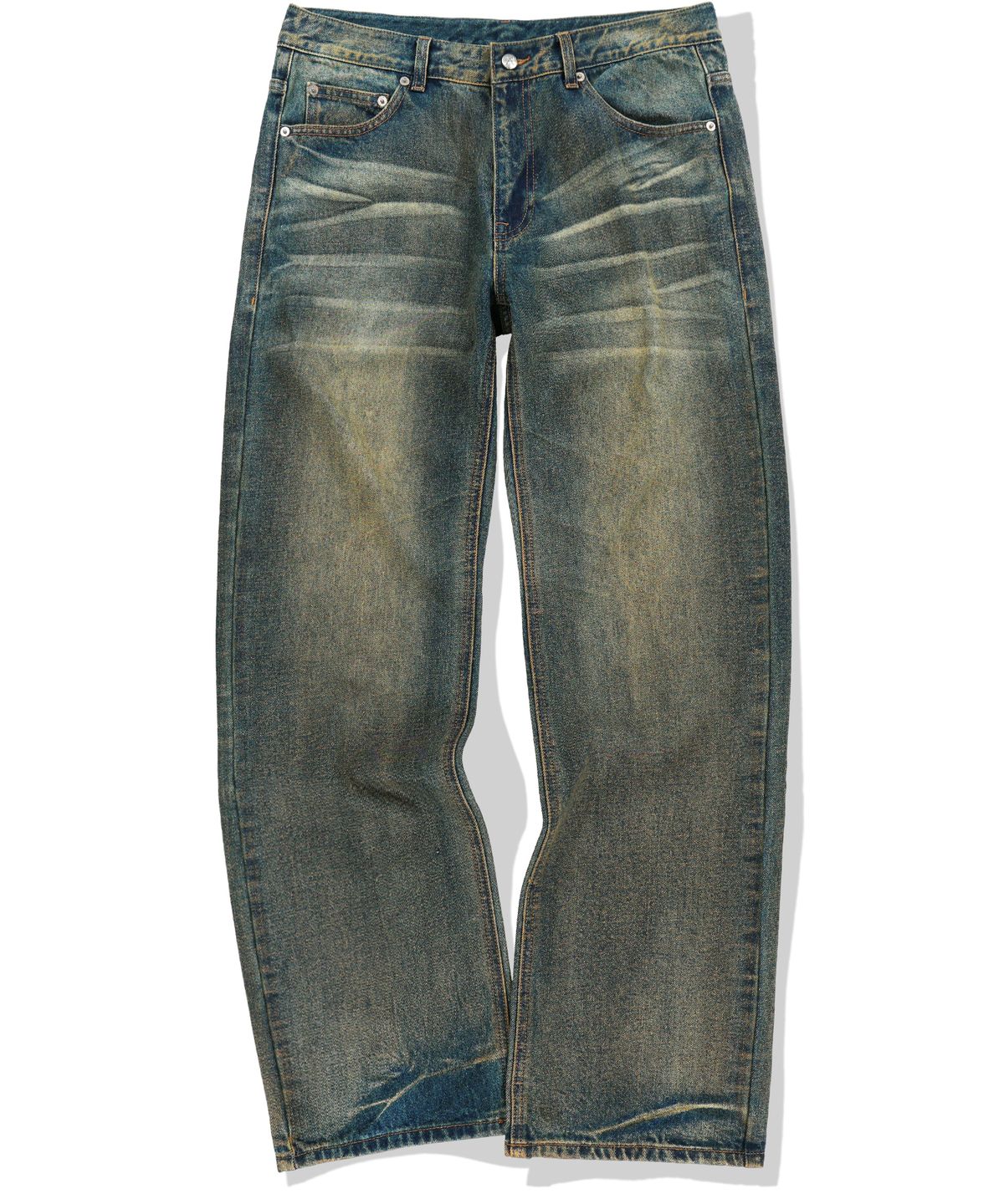 낫포너드(NOT4NERD) Symbol Stitch Low Rise Flare Fit Denim Pants - Deep Blue