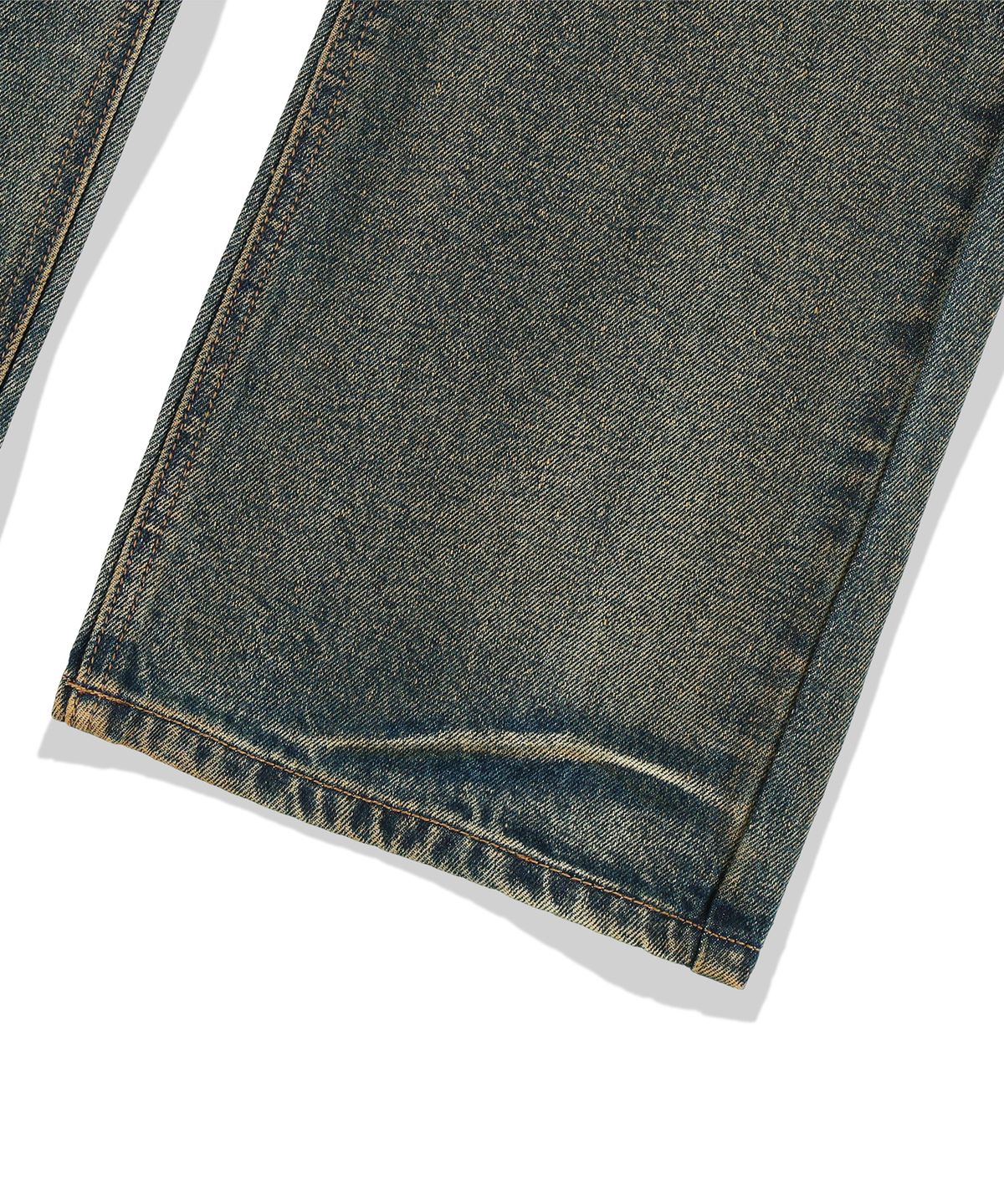 낫포너드(NOT4NERD) Symbol Stitch Low Rise Flare Fit Denim Pants - Deep Blue