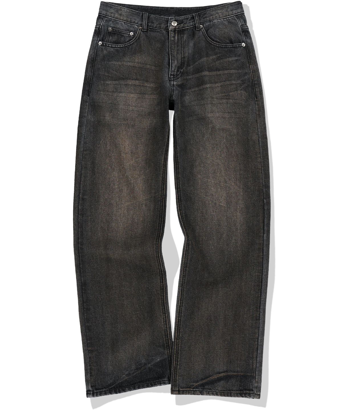 낫포너드(NOT4NERD) Symbol Stitch Low Rise Flare Fit Denim Pants - Black