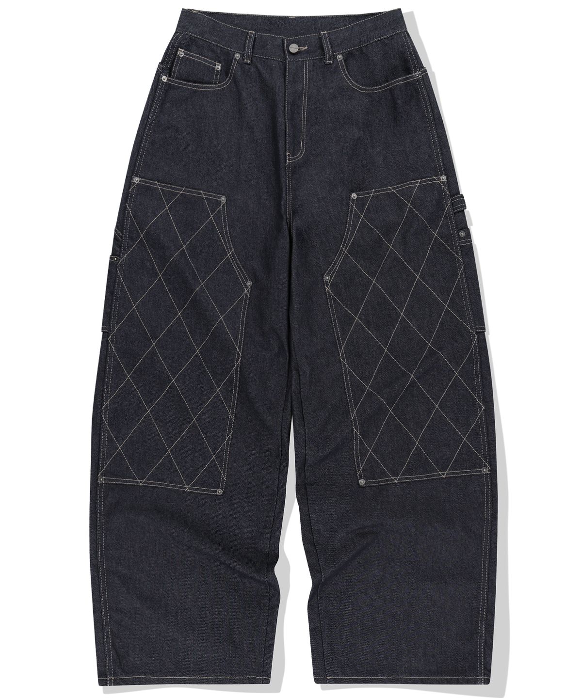 낫포너드(NOT4NERD) Stitch Double Knee Denim Pants - Deep Indigo