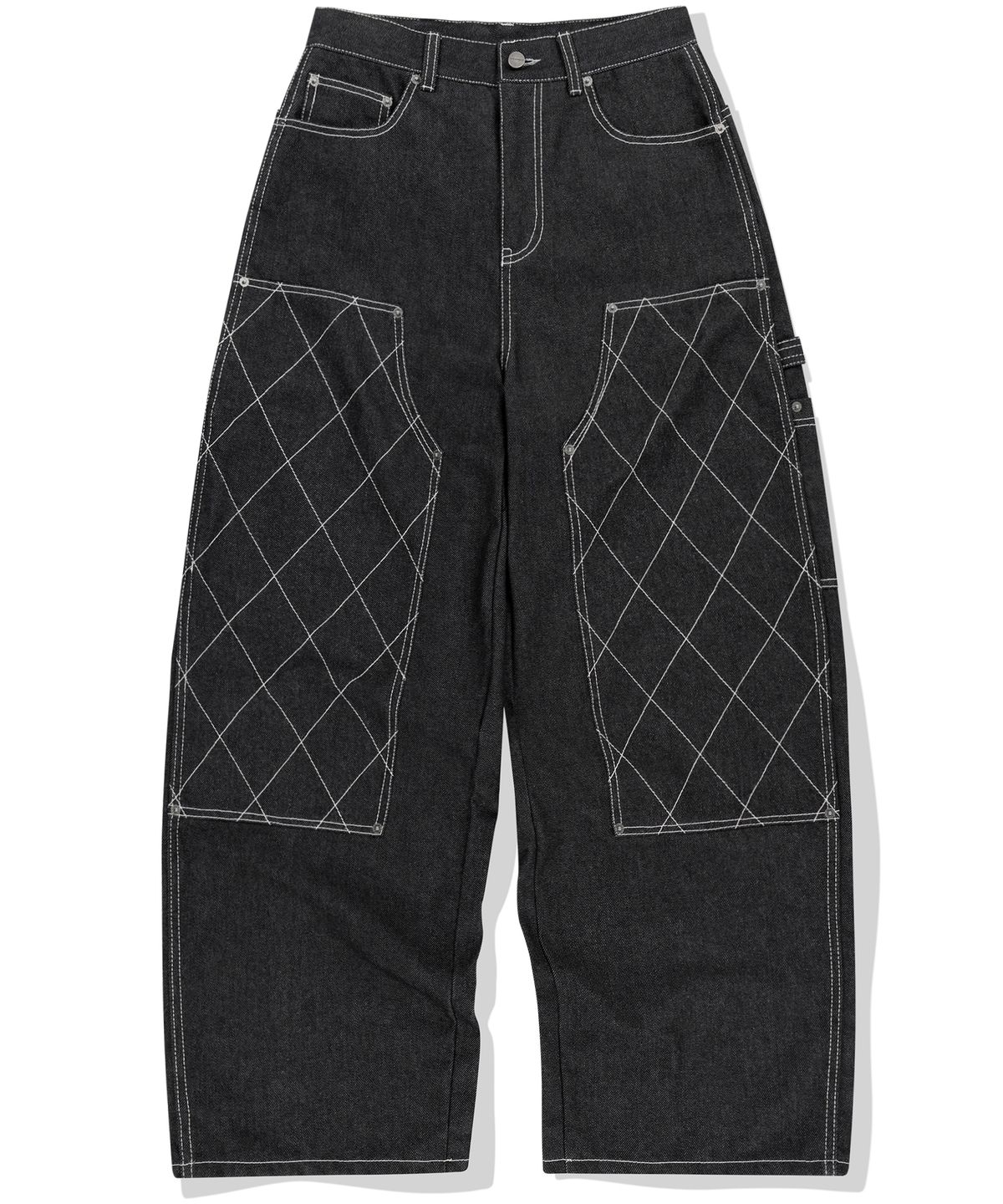 낫포너드(NOT4NERD) Stitch Double Knee Denim Pants - Black