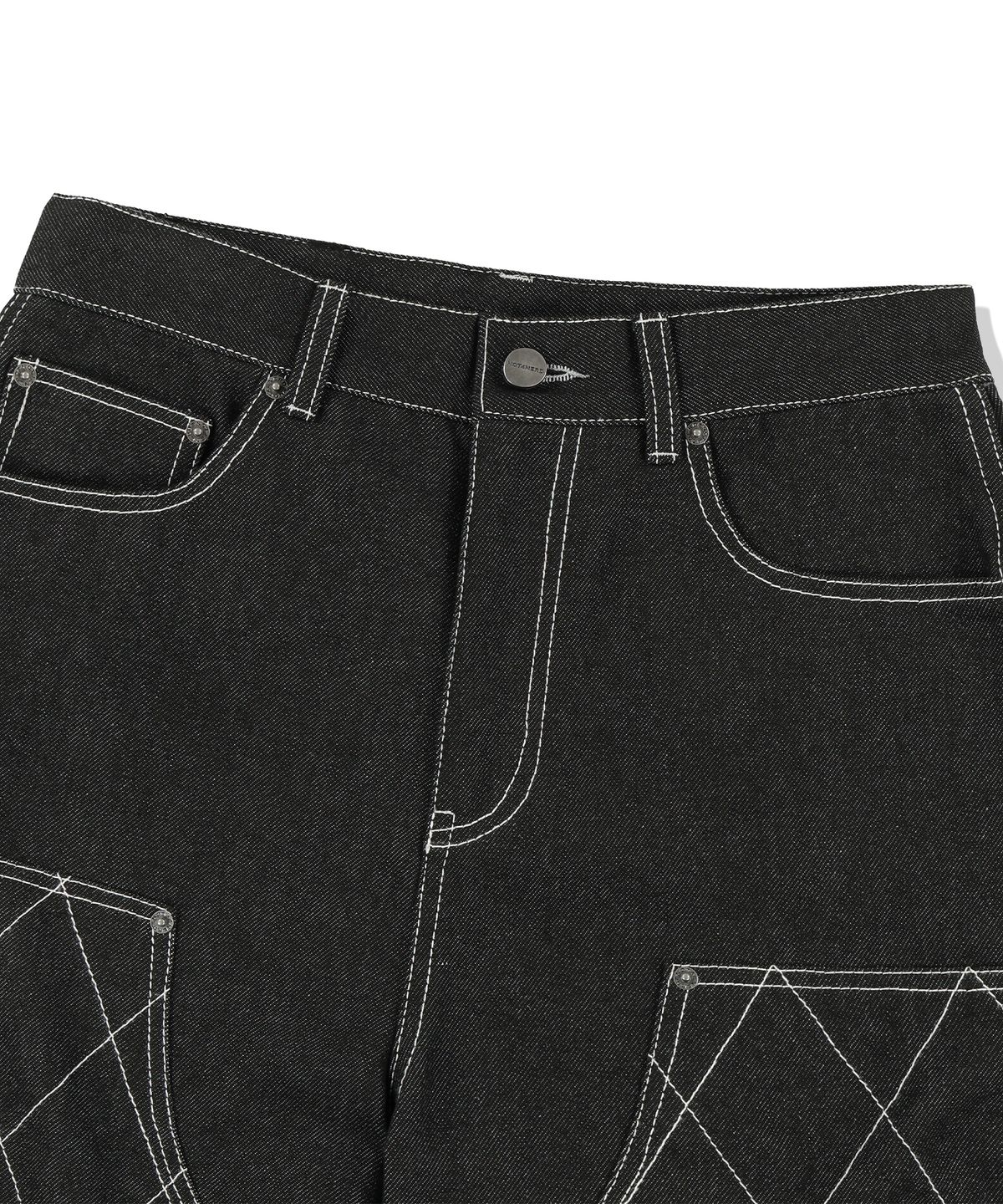 낫포너드(NOT4NERD) Stitch Double Knee Denim Pants - Black