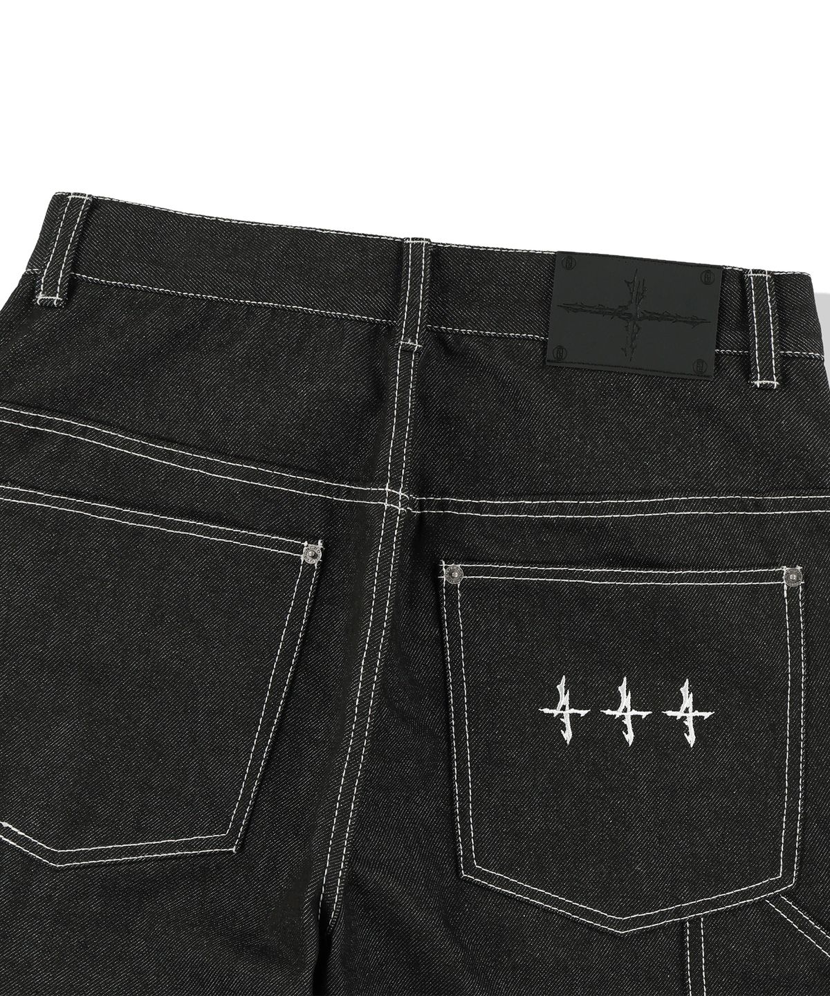 낫포너드(NOT4NERD) Stitch Double Knee Denim Pants - Black
